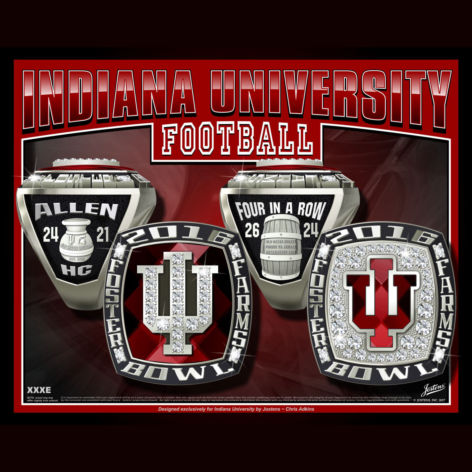 Indiana University Men's Football 2016 Foster Farms Championship Ring