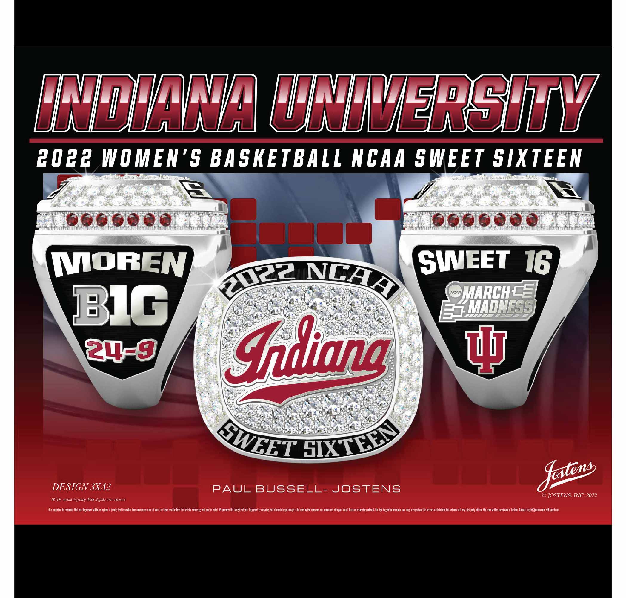 Indiana University Women's Basketball 2022 Sweet 16 Championship Ring