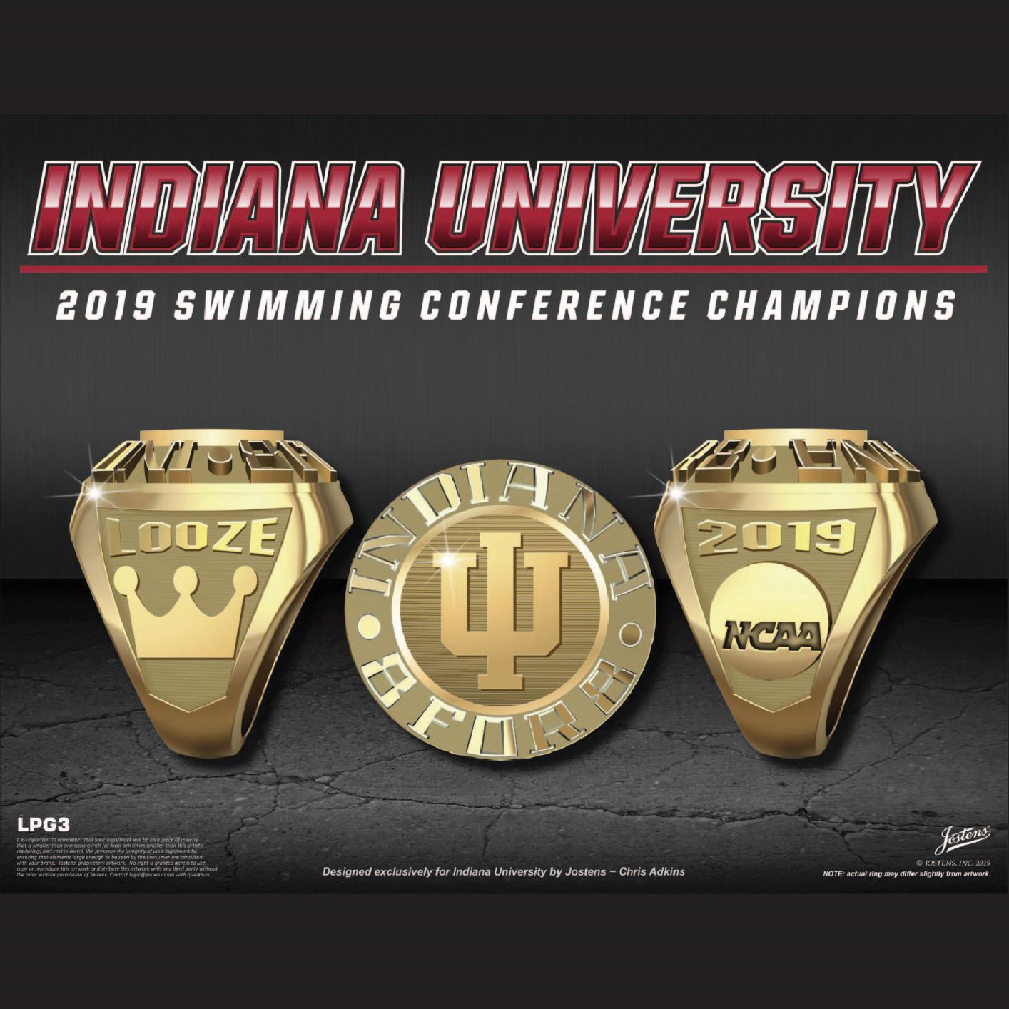 Indiana University Women's Swimming & Diving 2019 Conference Championship Ring