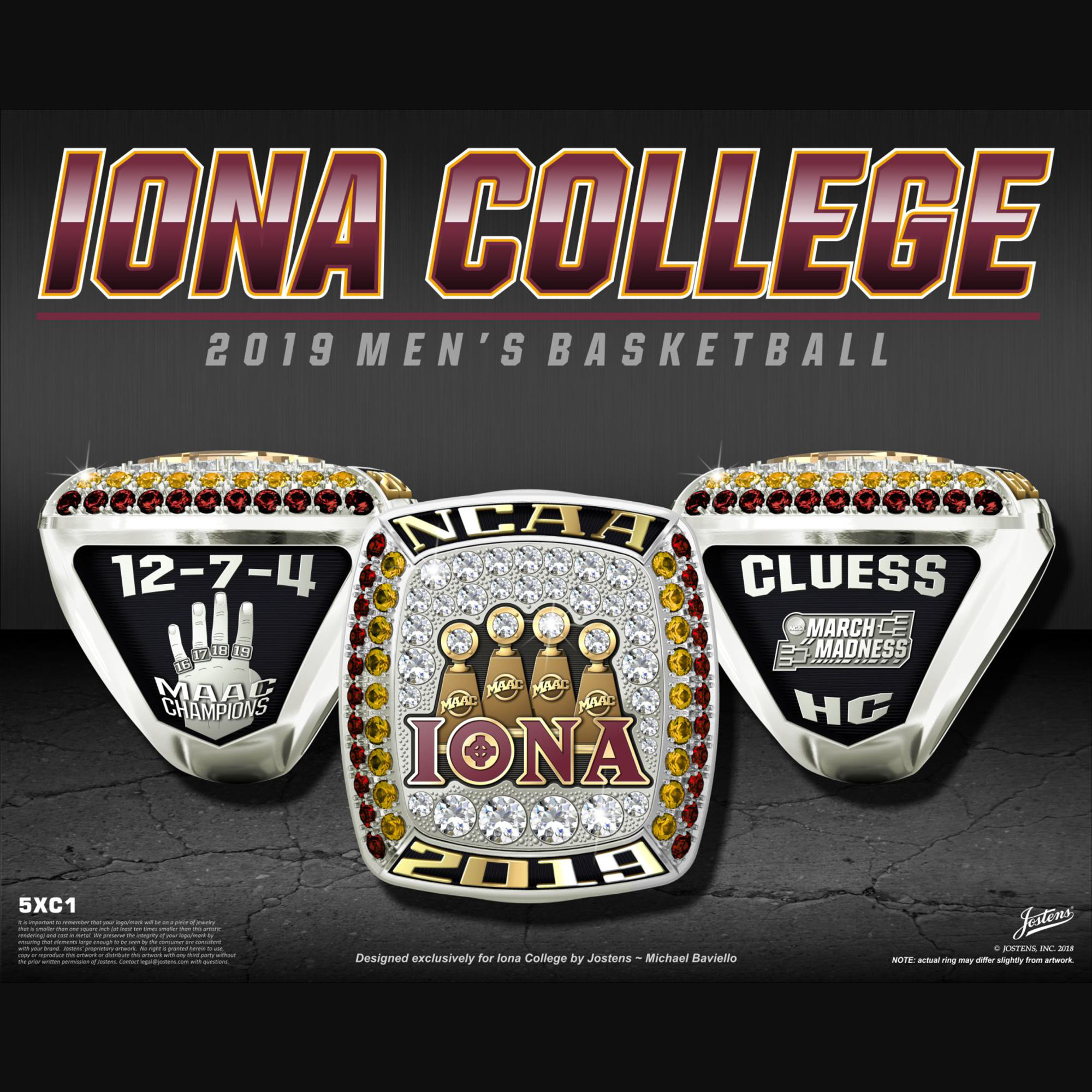 Iona College Men's Basketball 2019 MAAC Championship Ring