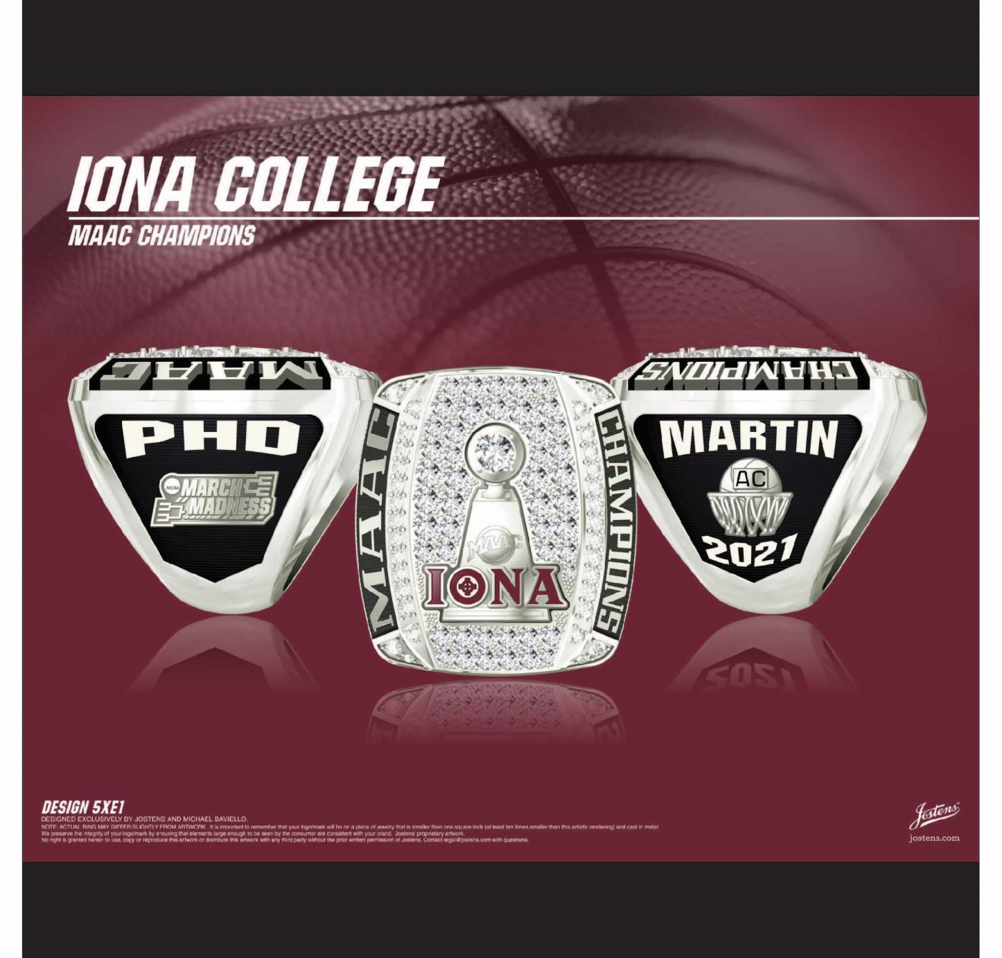 Iona College Men's Basketball 2021 MAAC Championship Ring