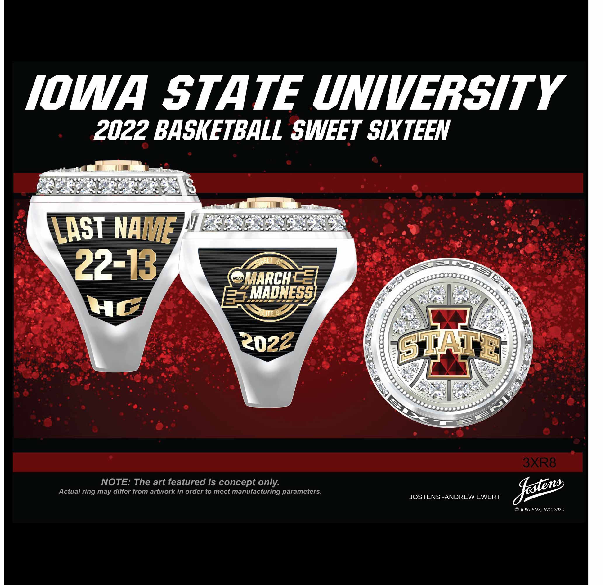 Iowa State University Men's Basketball 2022 Sweet 16 Championship Ring