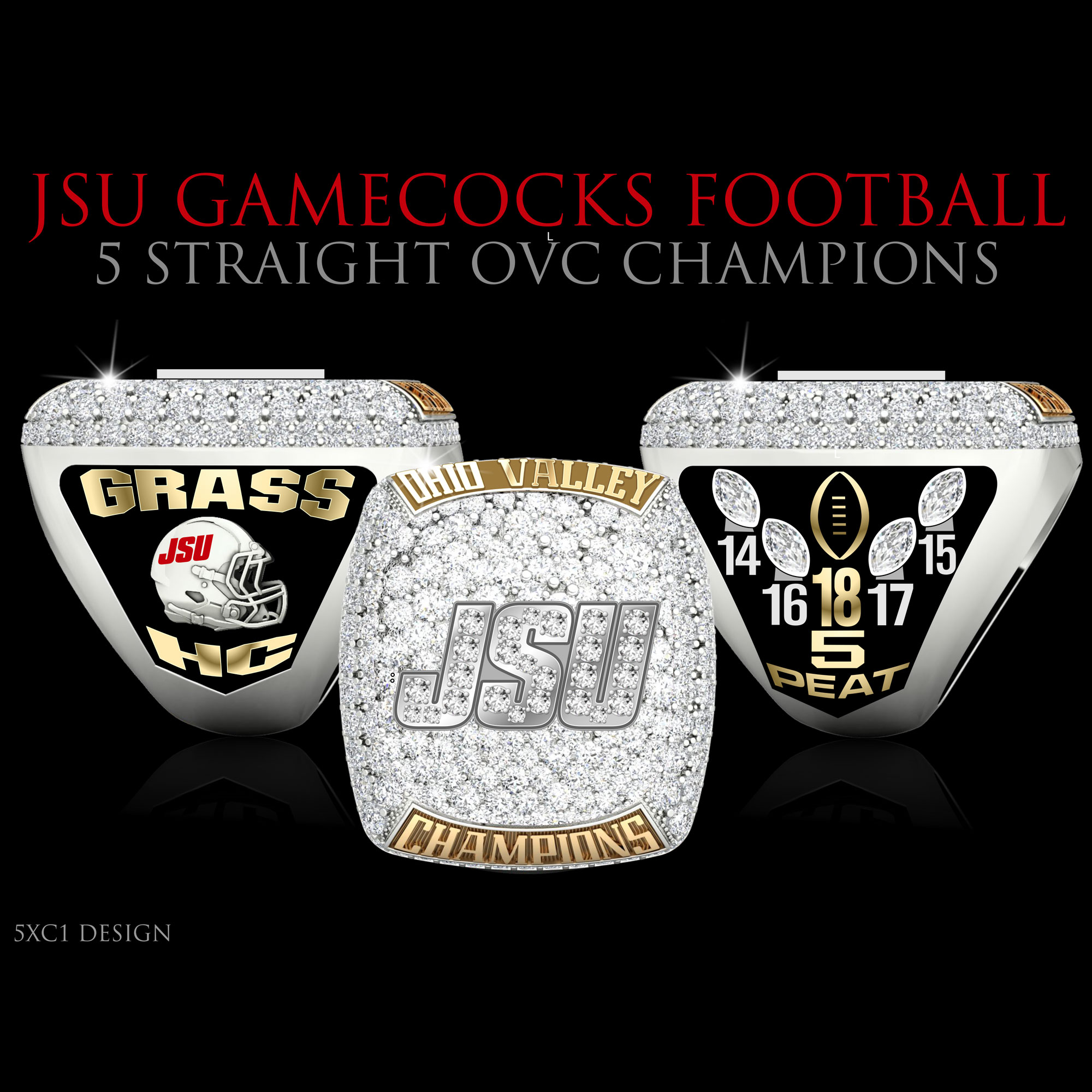 Jacksonville State University Men's Football 2018 OVC Championship Ring