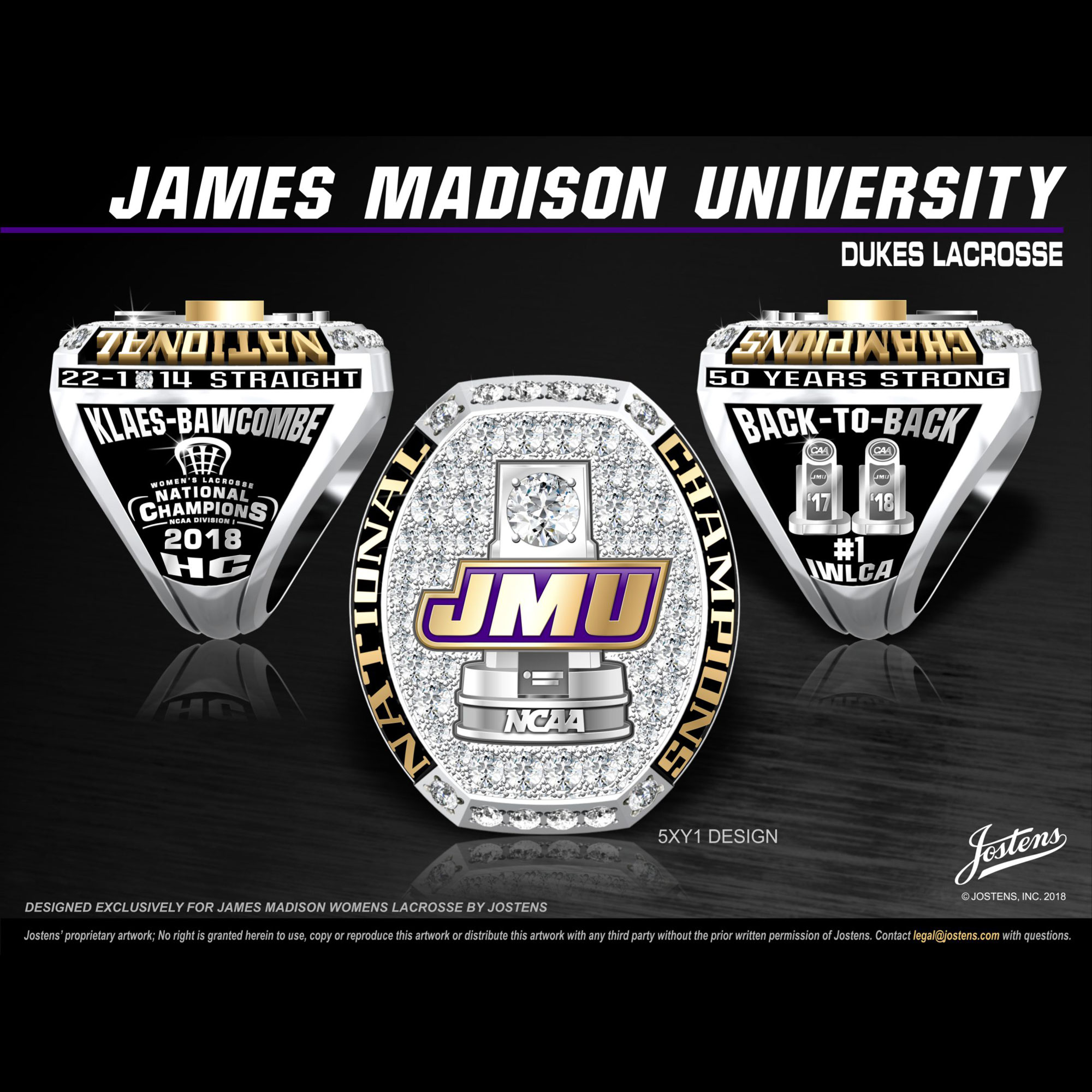 James Madison University Women's Lacrosse 2018 National Championship Ring