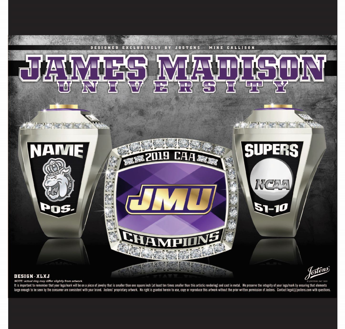 James Madison University Women's Softball 2019 CAA Championship Ring