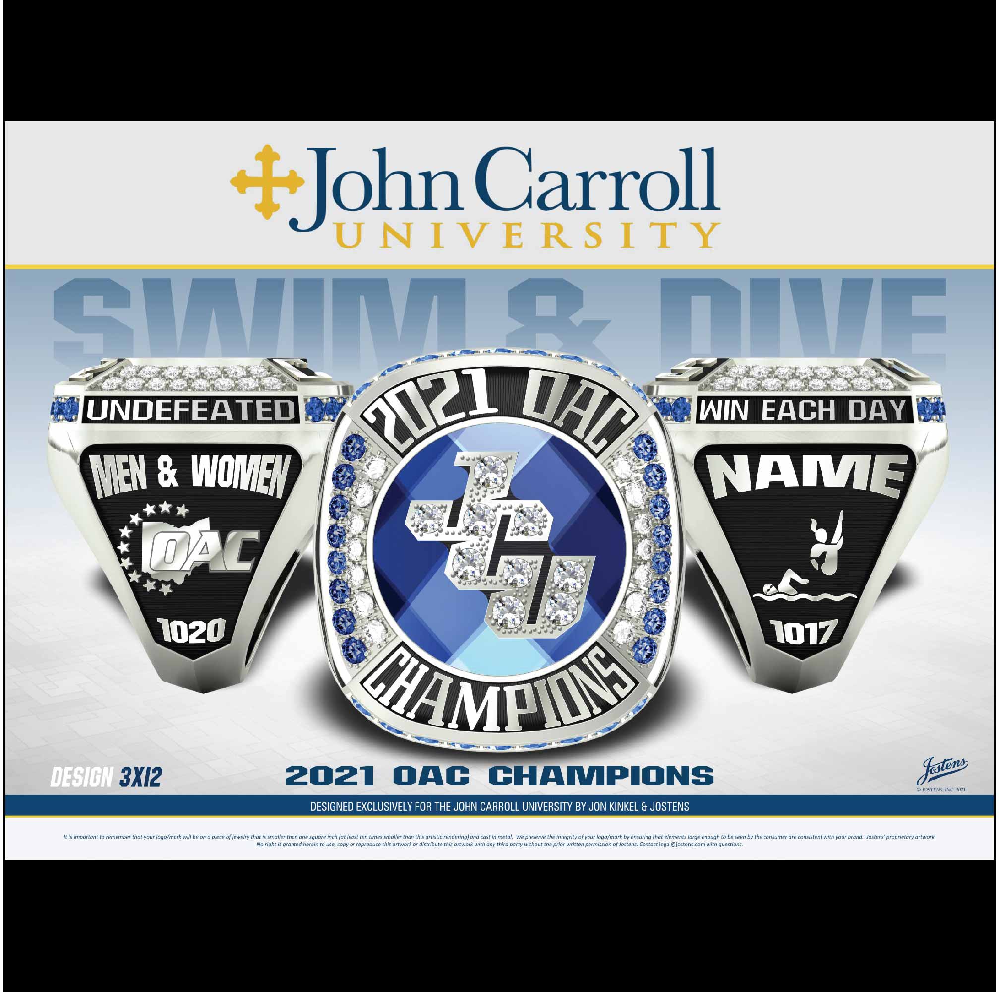 John Carroll University Coed Swimming & Diving 2021 OAC Championship Ring