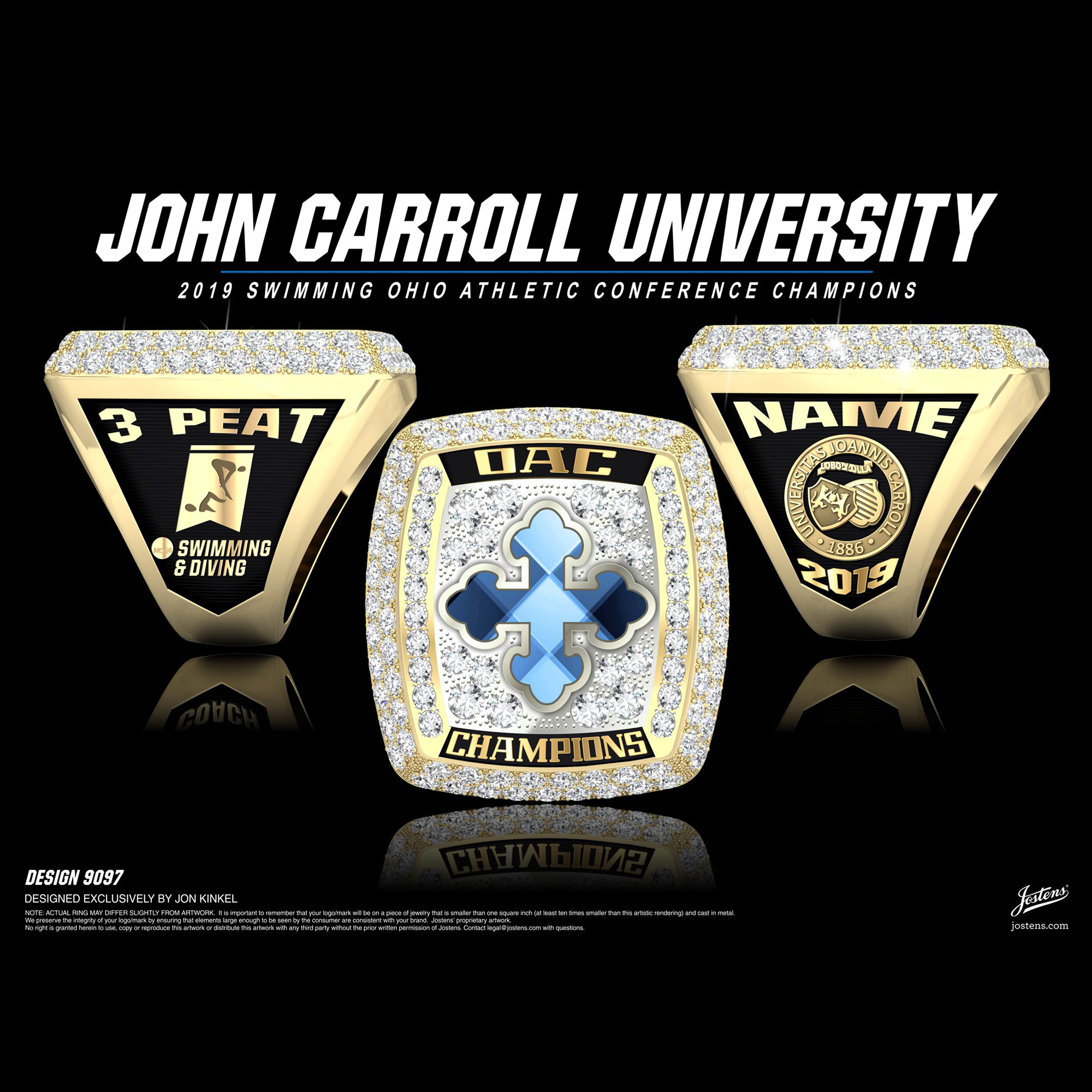 John Carroll University Men's Swimming & Diving 2019 OAC Championship Ring
