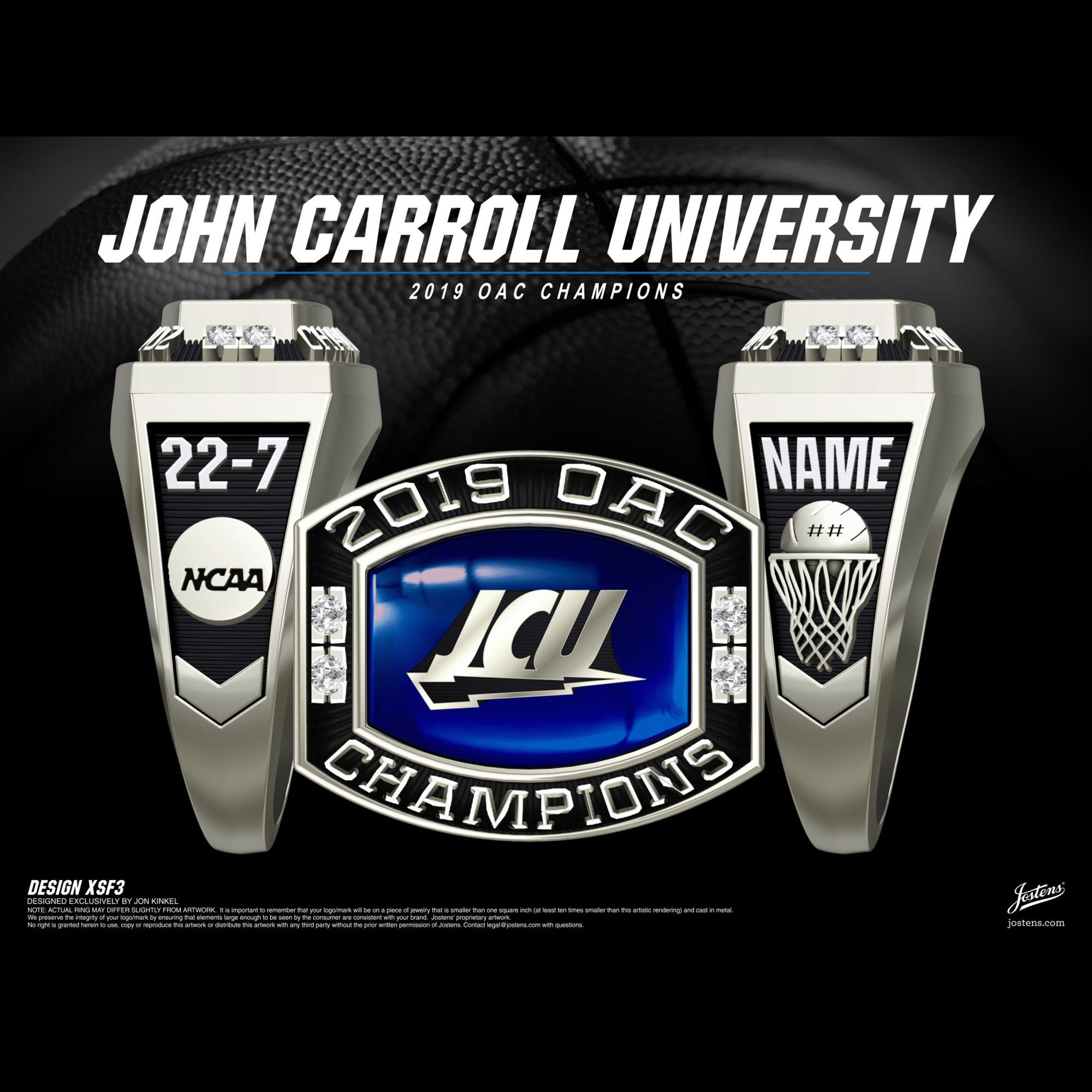 John Carroll University Women's Basketball 2019 OAC Championship Ring