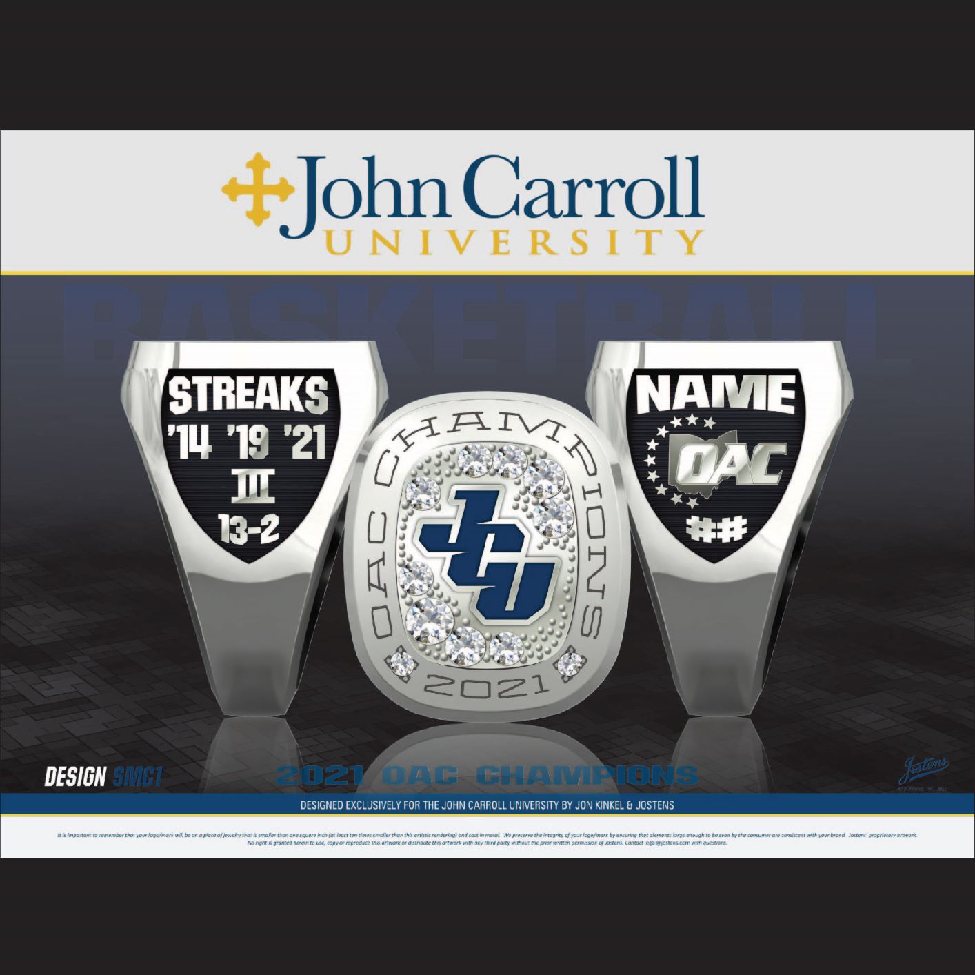 John Carroll University Women's Basketball 2021 OAC Championship Ring