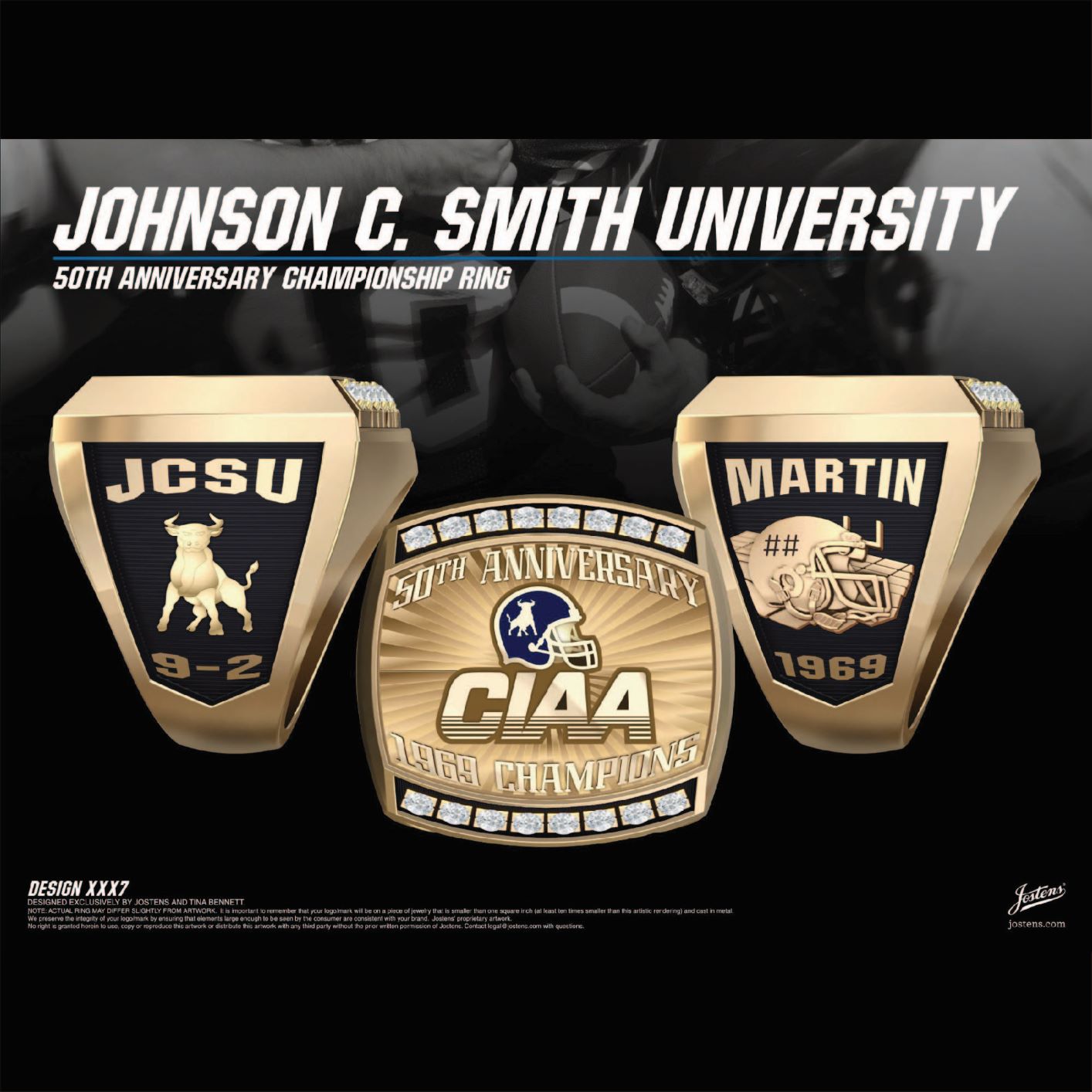 Johnson C. Smith University Men's Football 1969 50th Anniversary Championship Ring