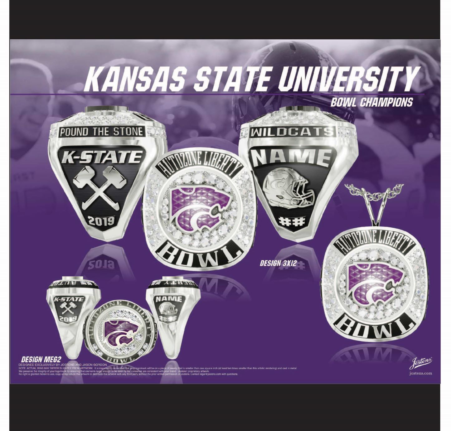 Kansas State University Men's Football 2019 Autozone Liberty Bowl Championship Ring