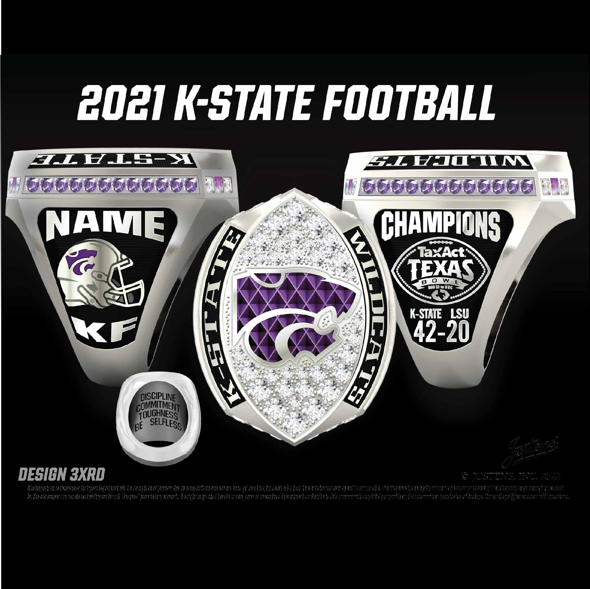 Kansas State University Mens Football 2021 Texas Bowl Championship Ring