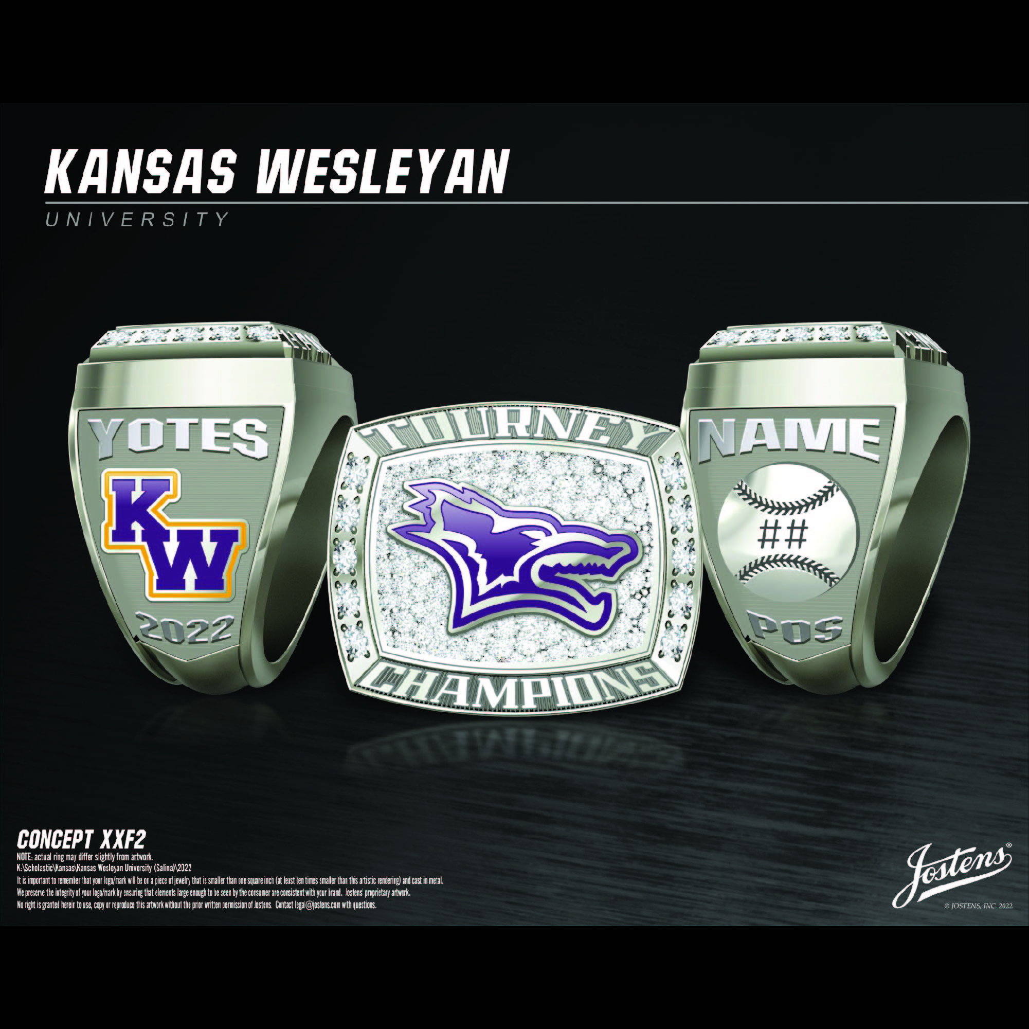 Kansas Wesleyan University Men's Baseball 2022 Tourney Championship Ring