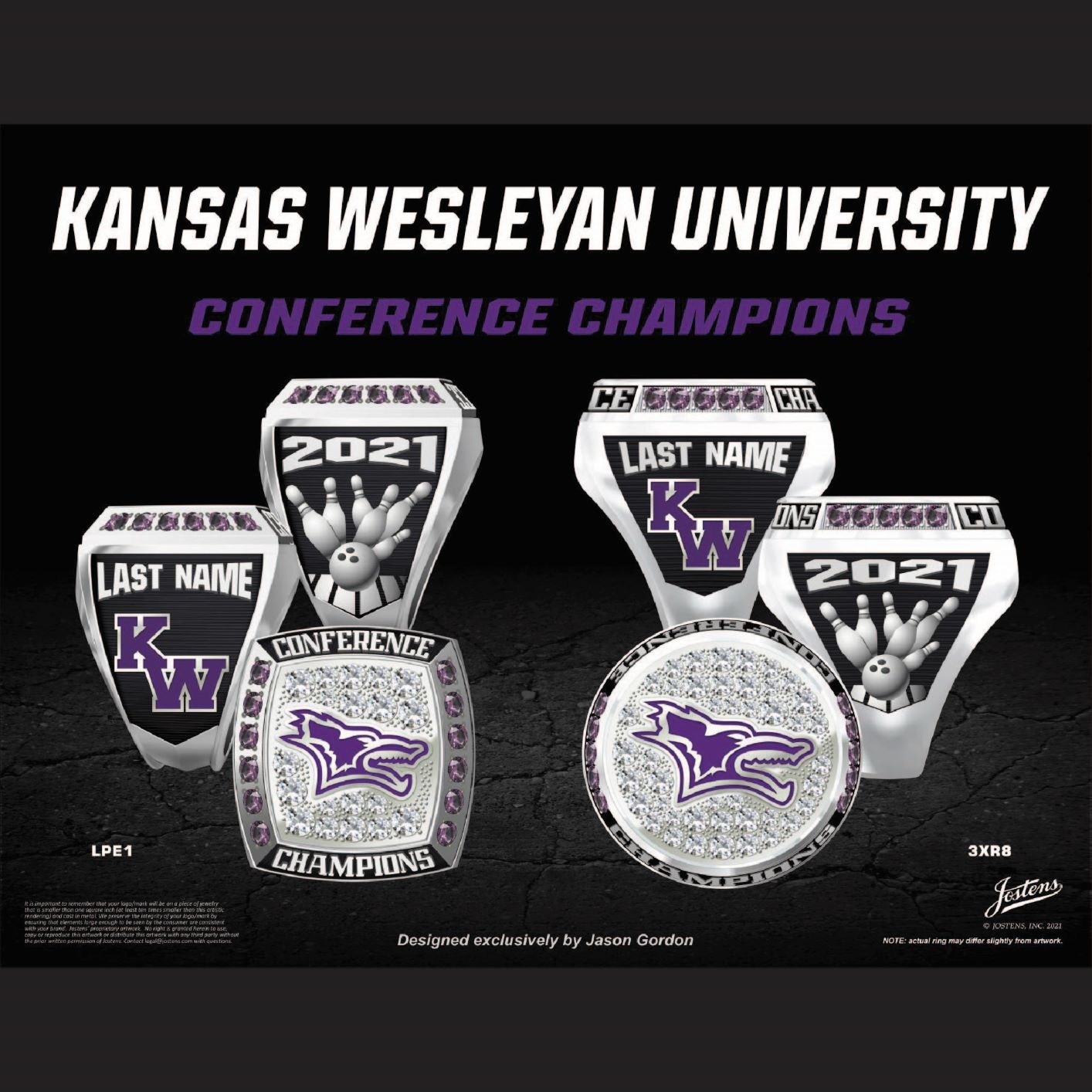 Kansas Wesleyan University Men's Bowling 2021 Conference Championship Ring