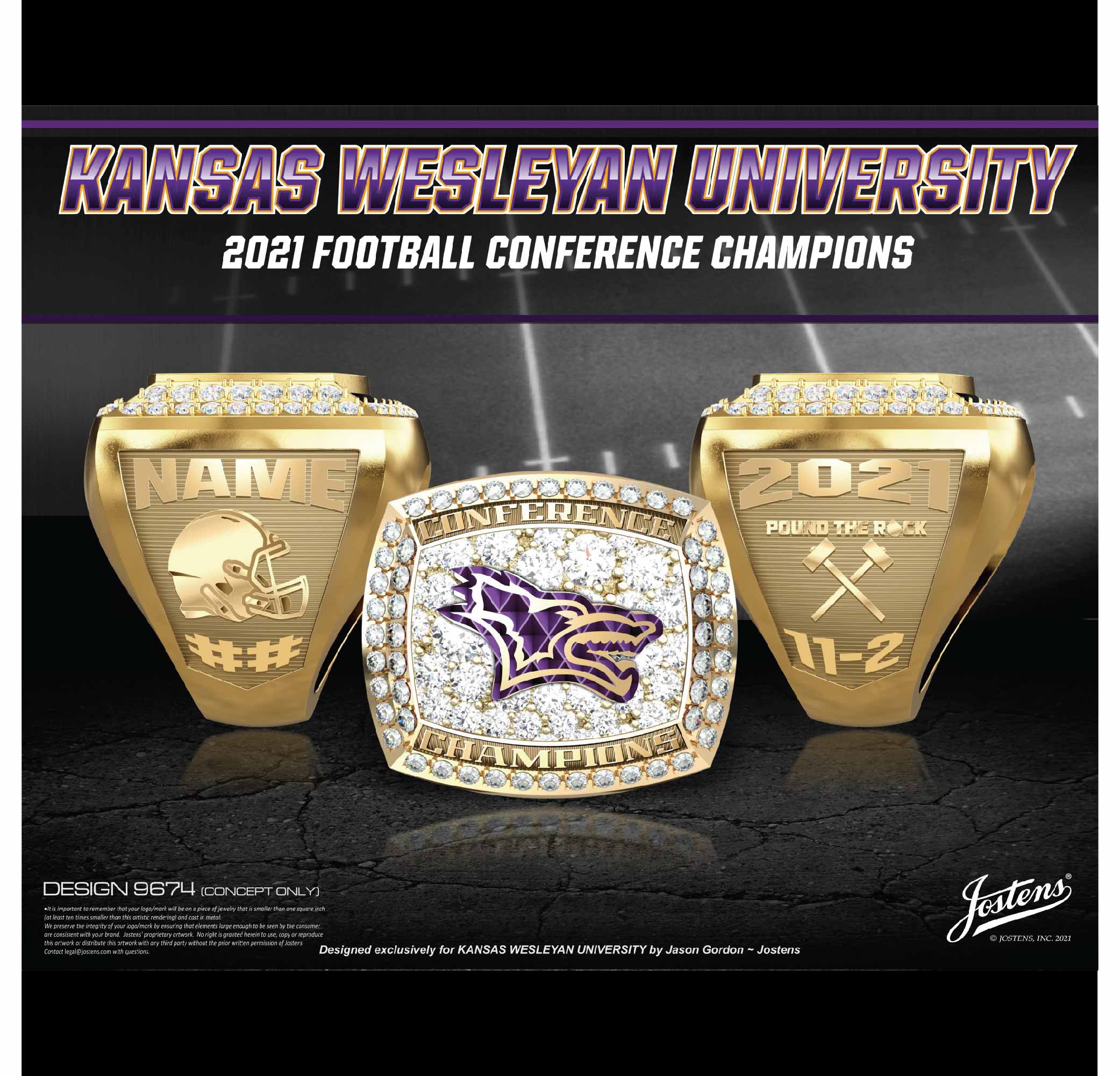 Kansas Wesleyan University Men's Football 2021 Conference Championship Ring