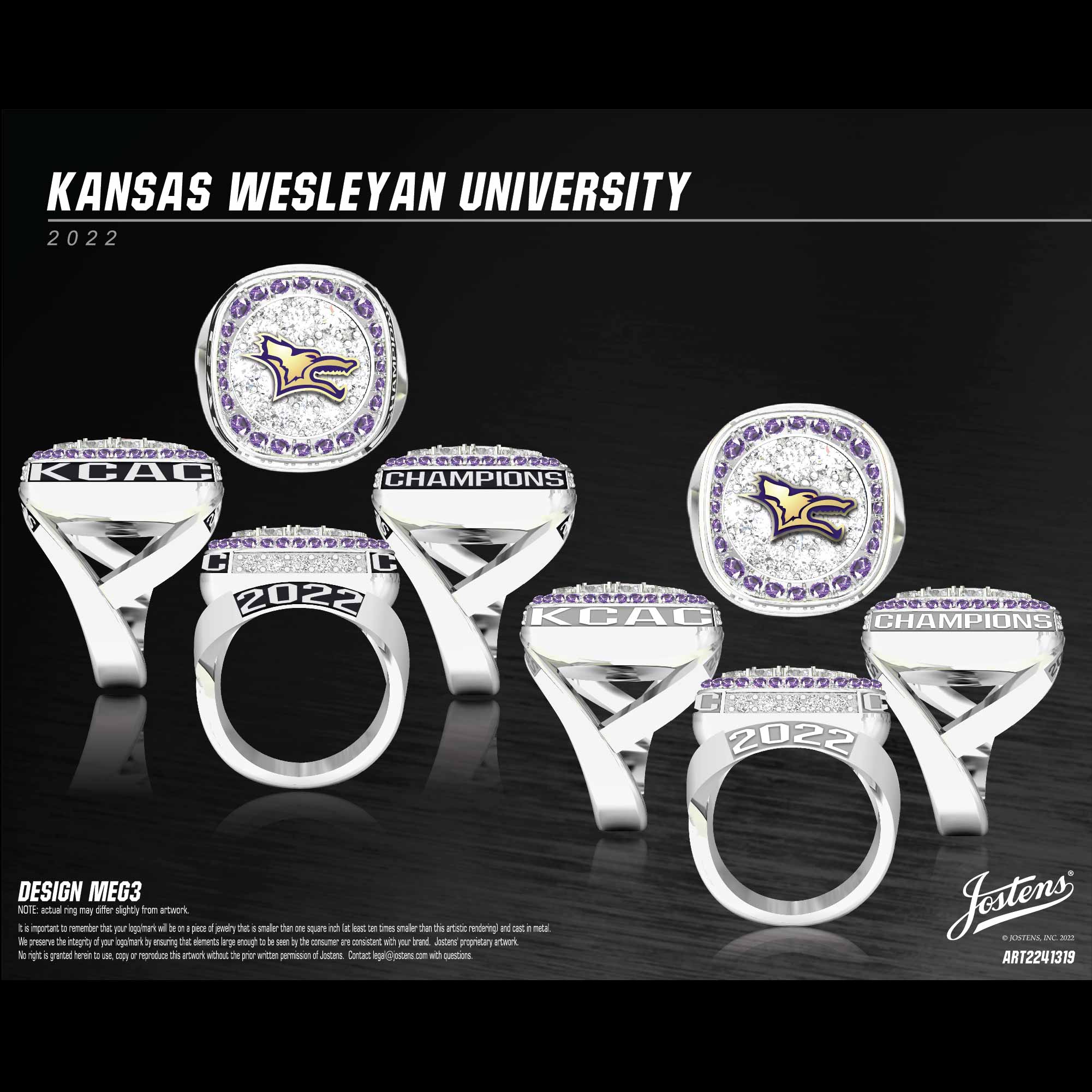 Kansas Wesleyan University Women's Volleyball 2022 KCAC Championship Ring