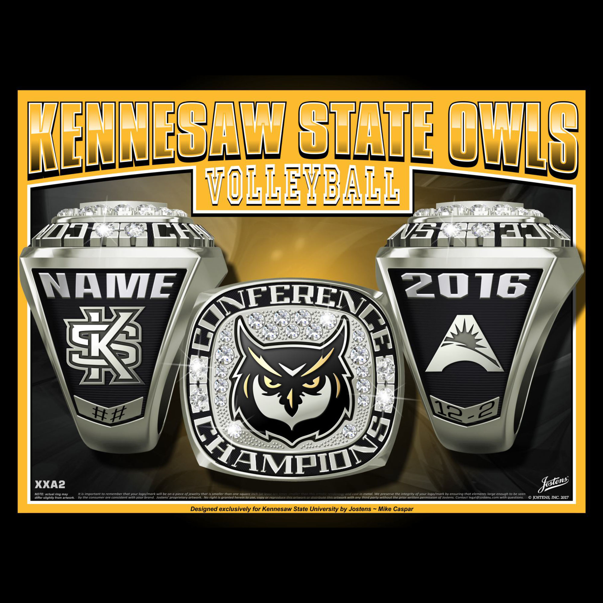 Kennesaw State University Women's Volleyball 2016 ASUN Championship Ring