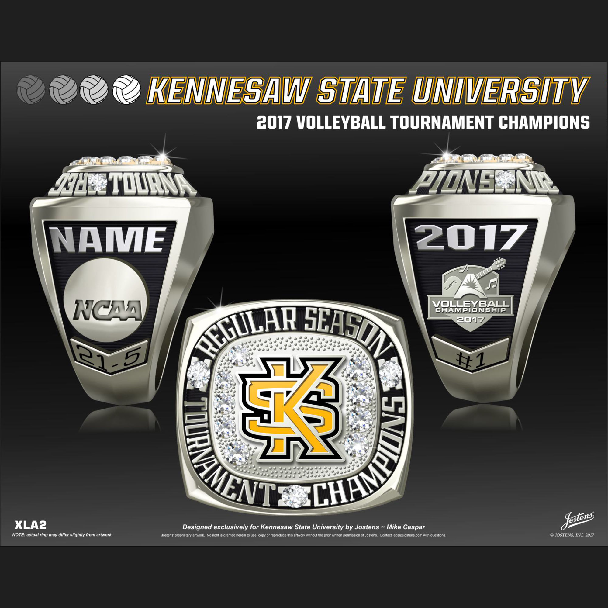 Kennesaw State University Women's Volleyball 2017 ASUN Championship Ring
