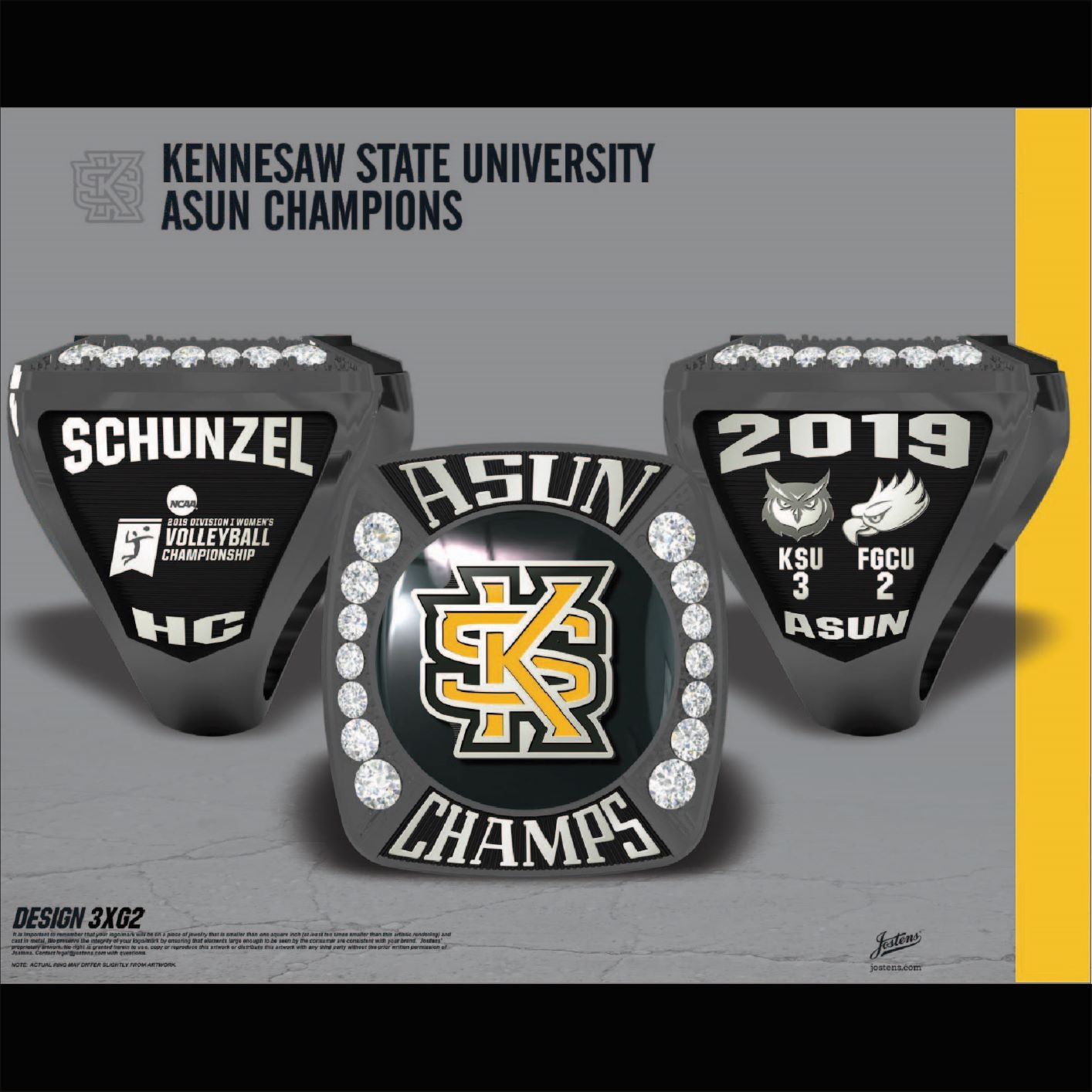 Kennesaw State University Women's Volleyball 2019 ASUN Championship Ring