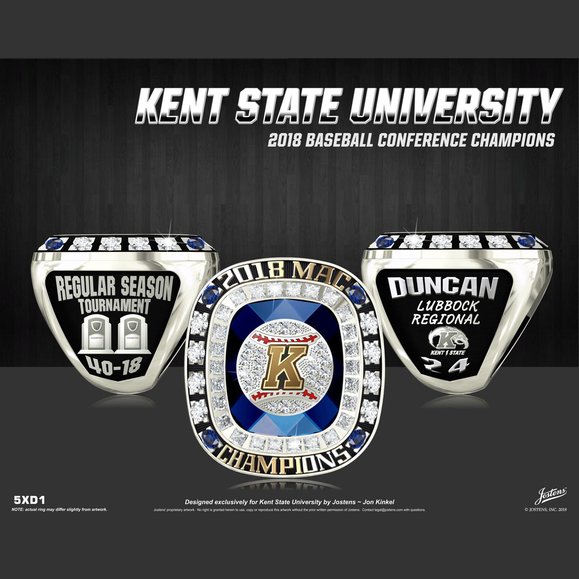 Kent State University Men's Baseball 2018 MAC Championship Ring