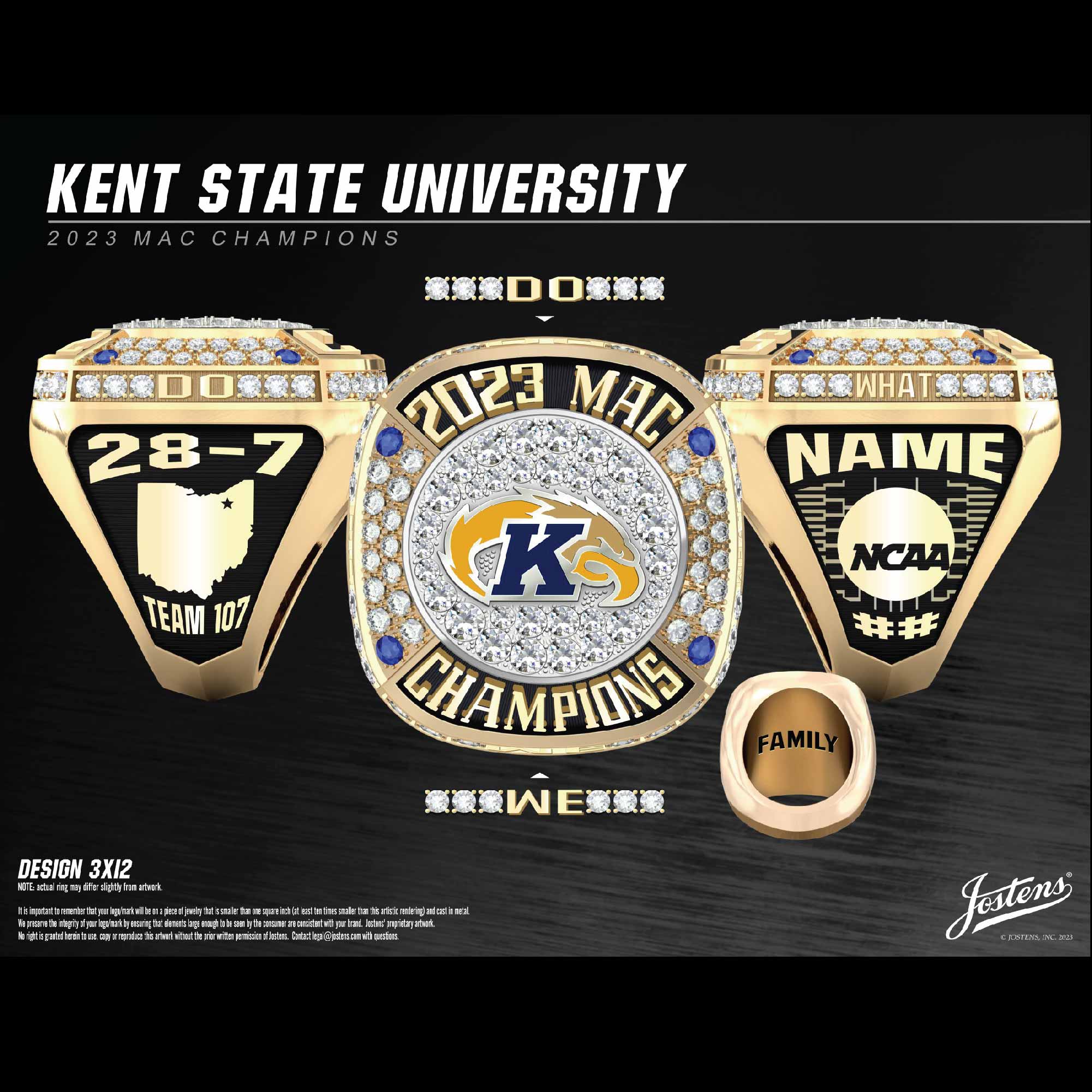 Kent State University Men's Basketball 2023 MAC Championship Ring