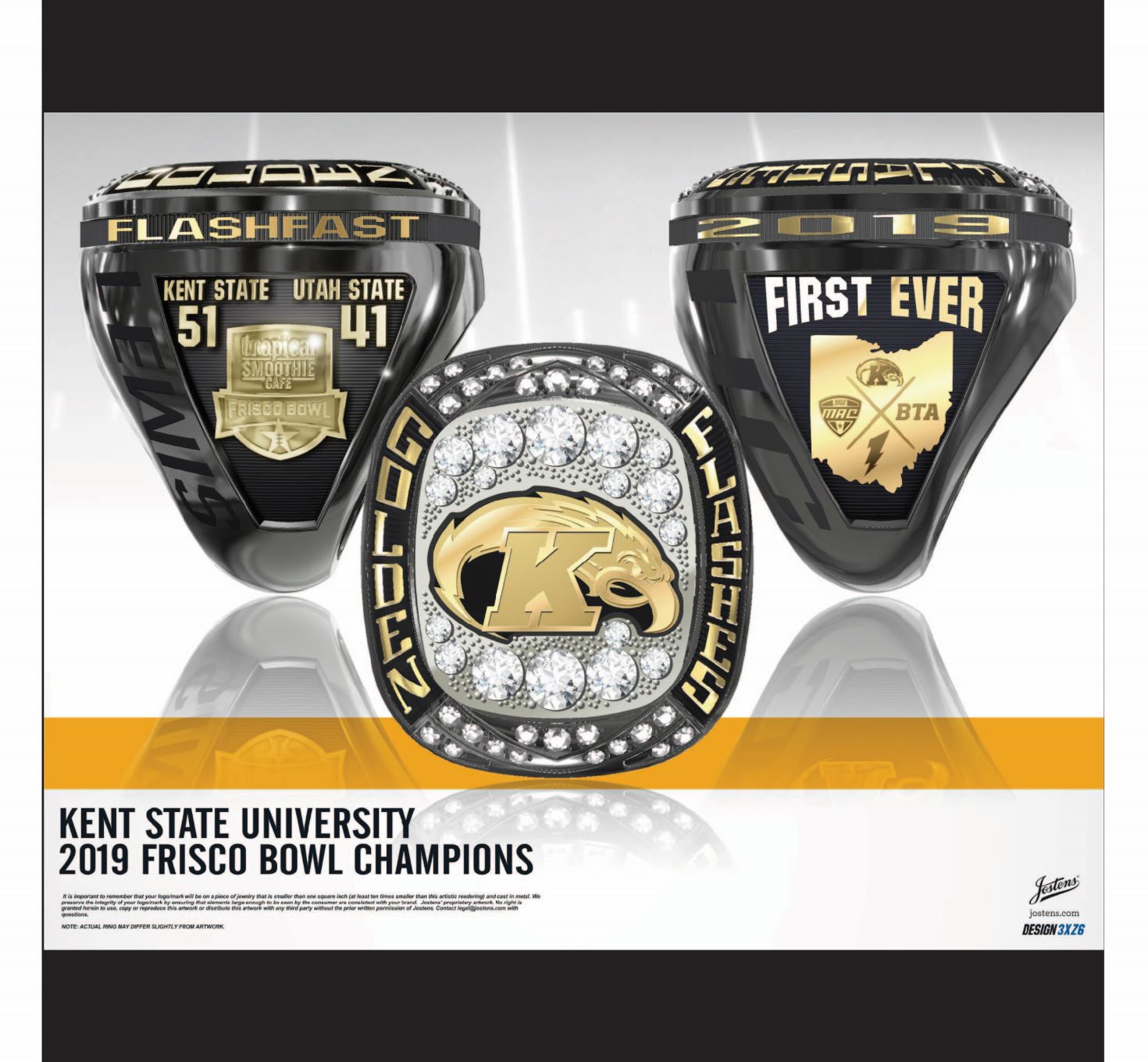 Kent State University Men's Football 2019 Frisco Bowl Championship Ring