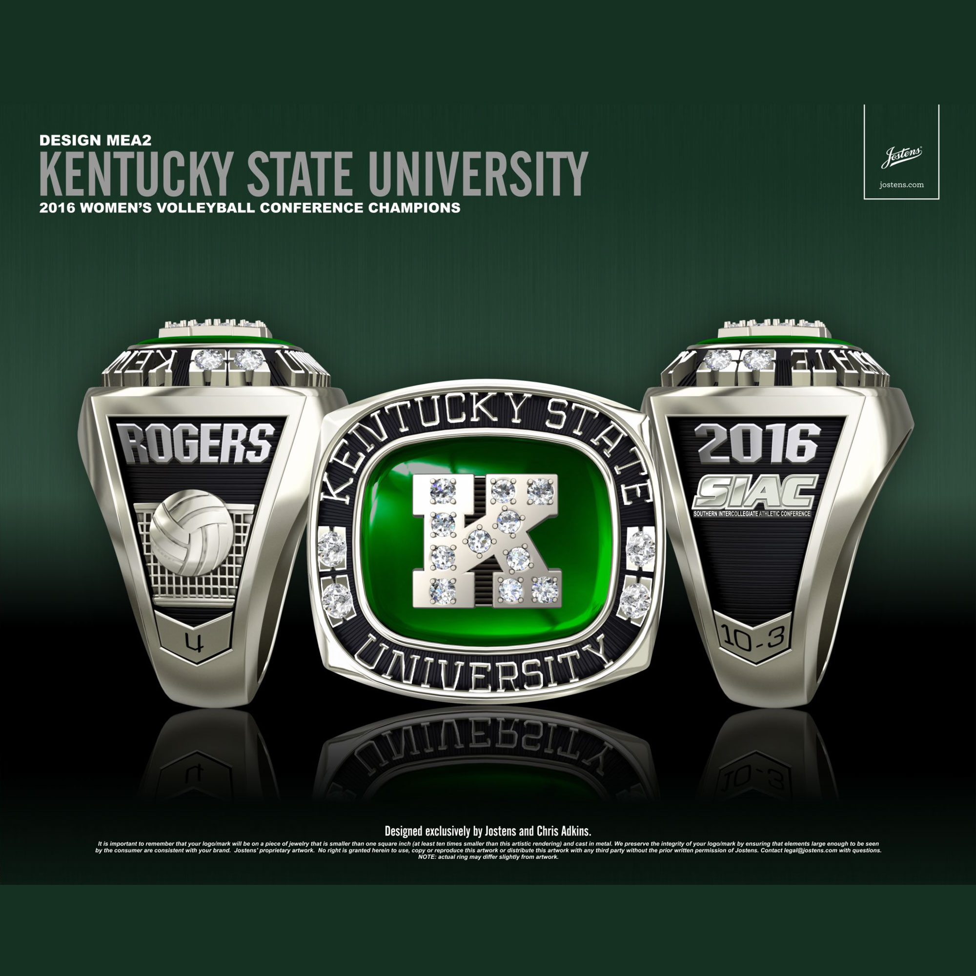 Kentucky State University Women's Volleyball 2016 SIAC Championship Ring