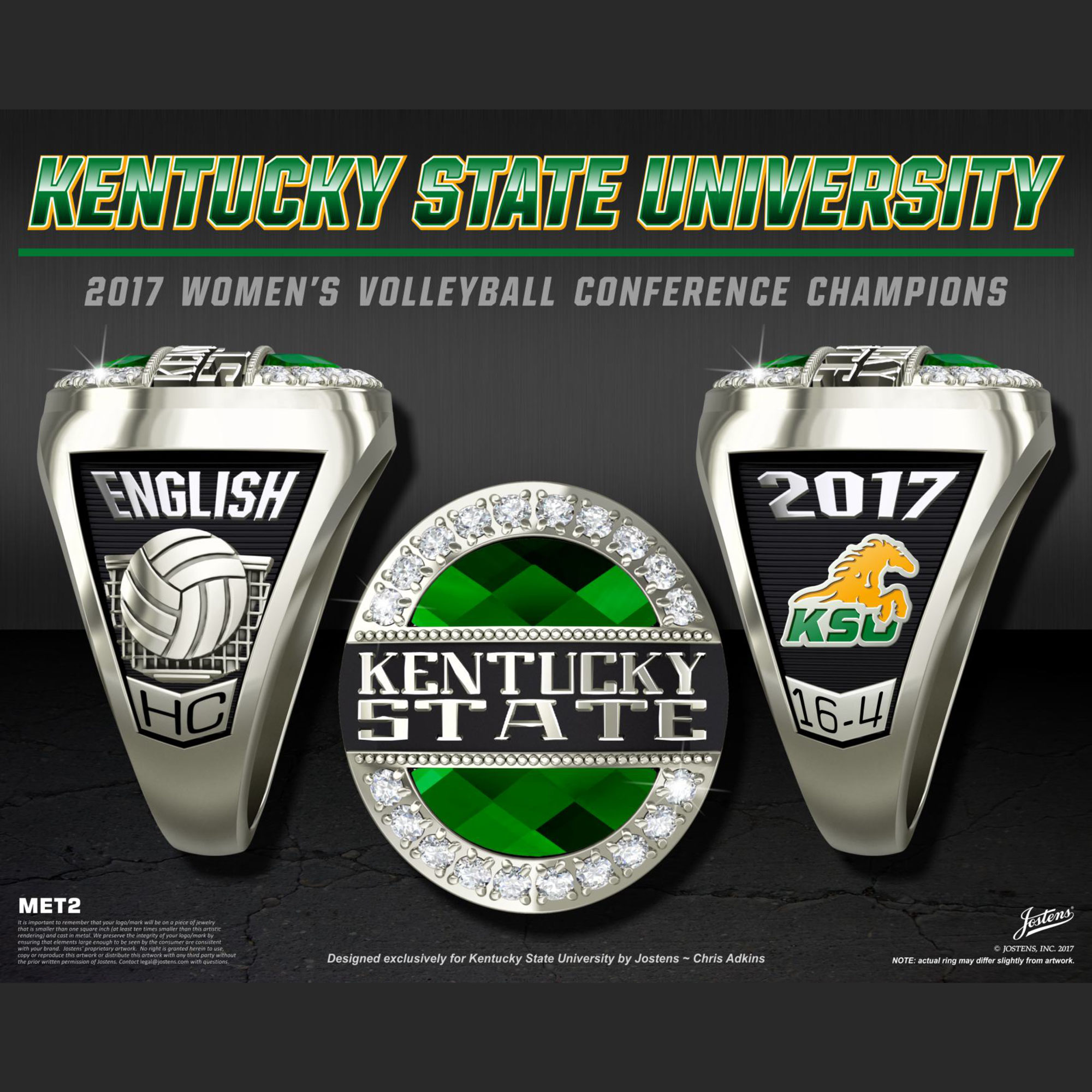 Kentucky State University Women's Volleyball 2017 SIAC Championship Ring