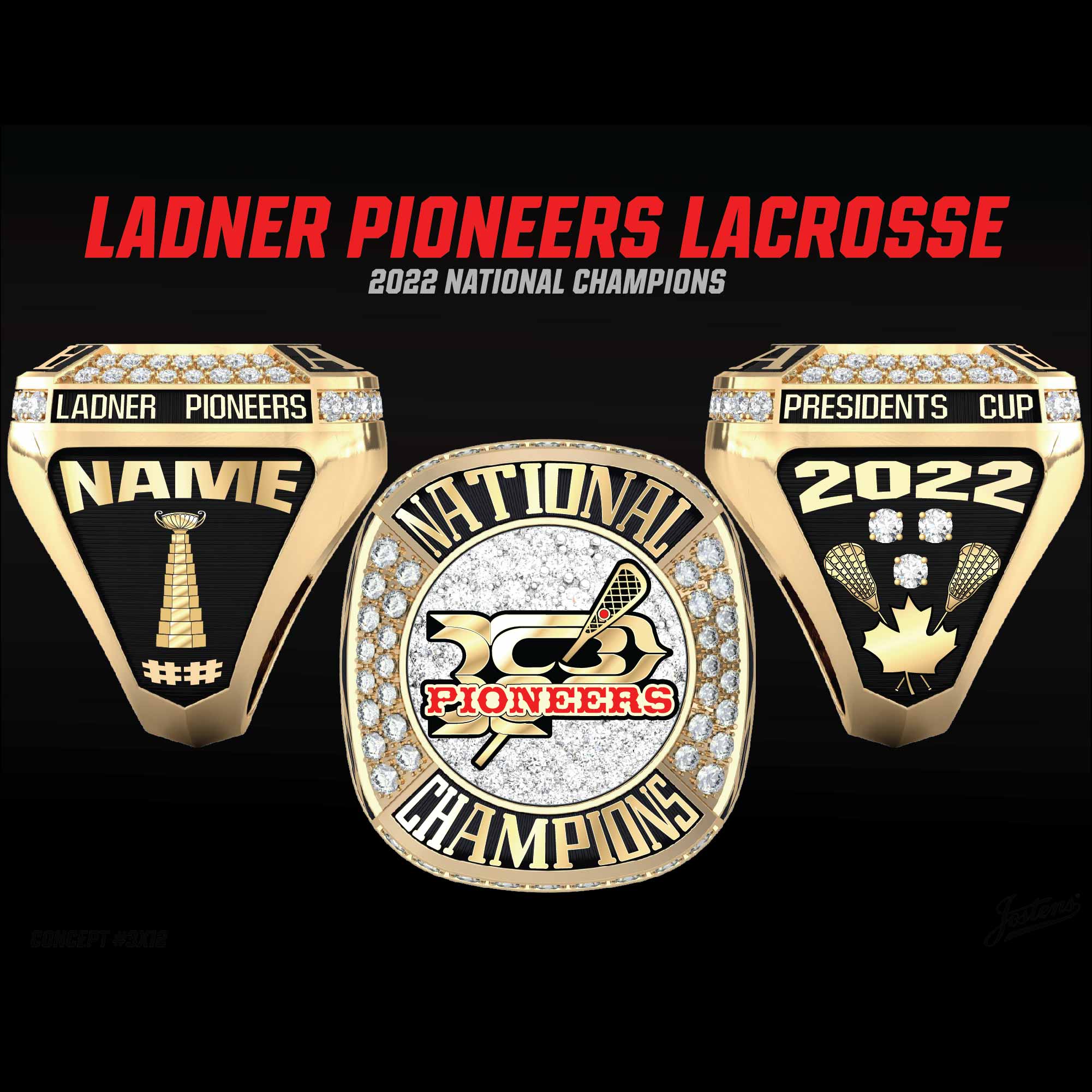 Ladner Pioneers Men's Lacrosse 2022 National Championship Ring