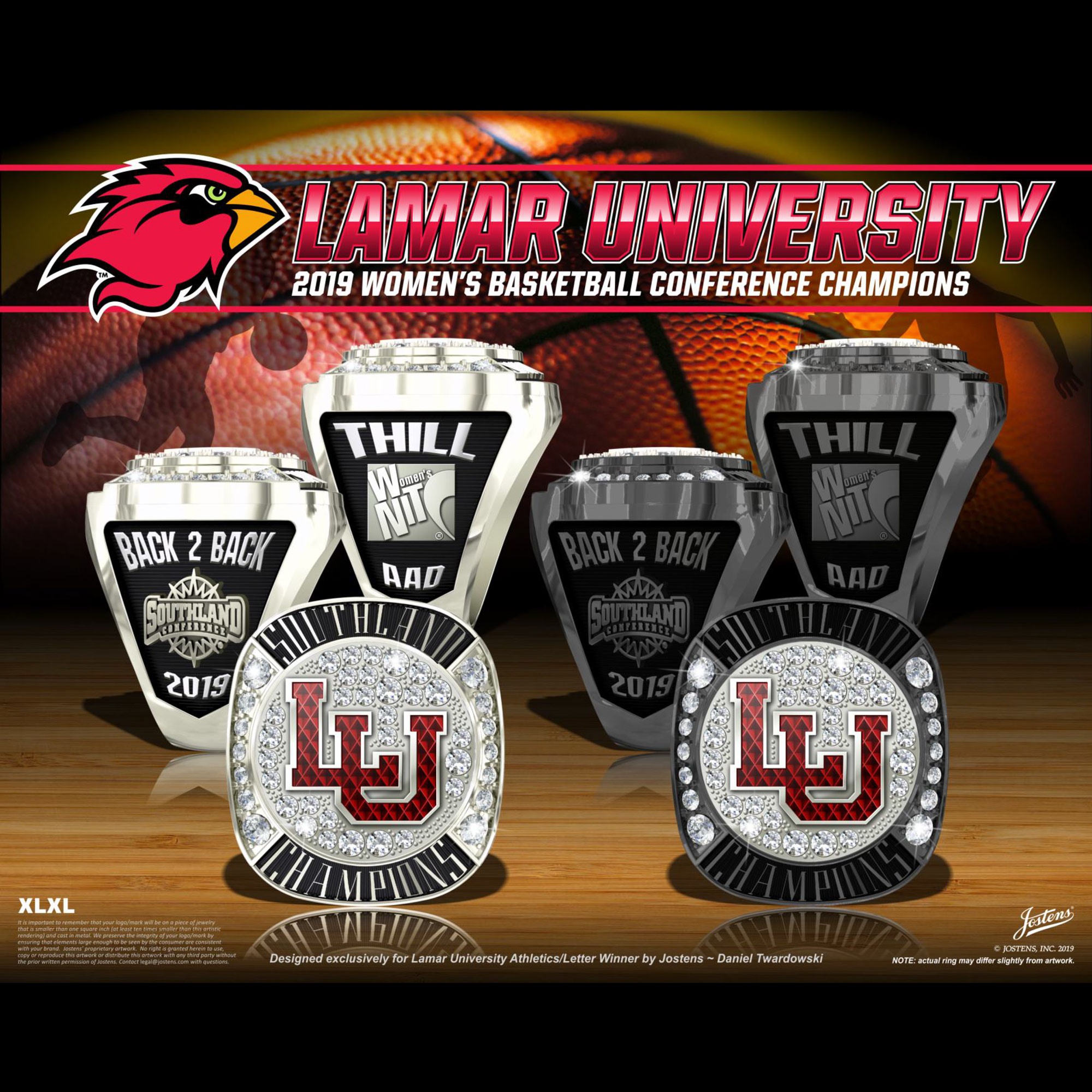 Lamar University Women's Basketball 2019 Southland Championship Ring