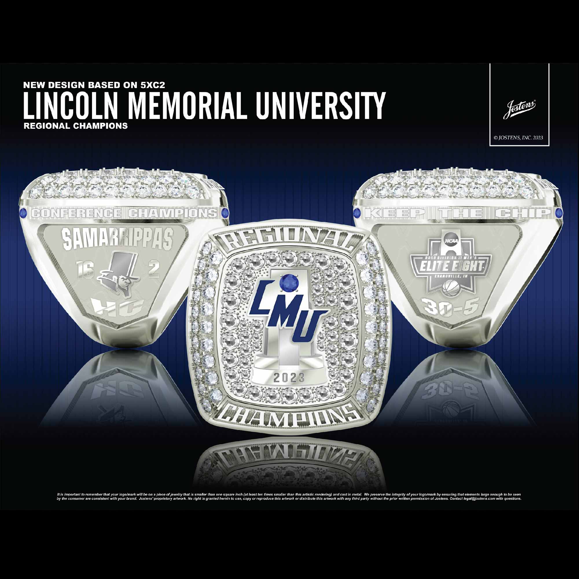 Lincoln Memorial University Men's Basketball 2023 Regional Championship Ring