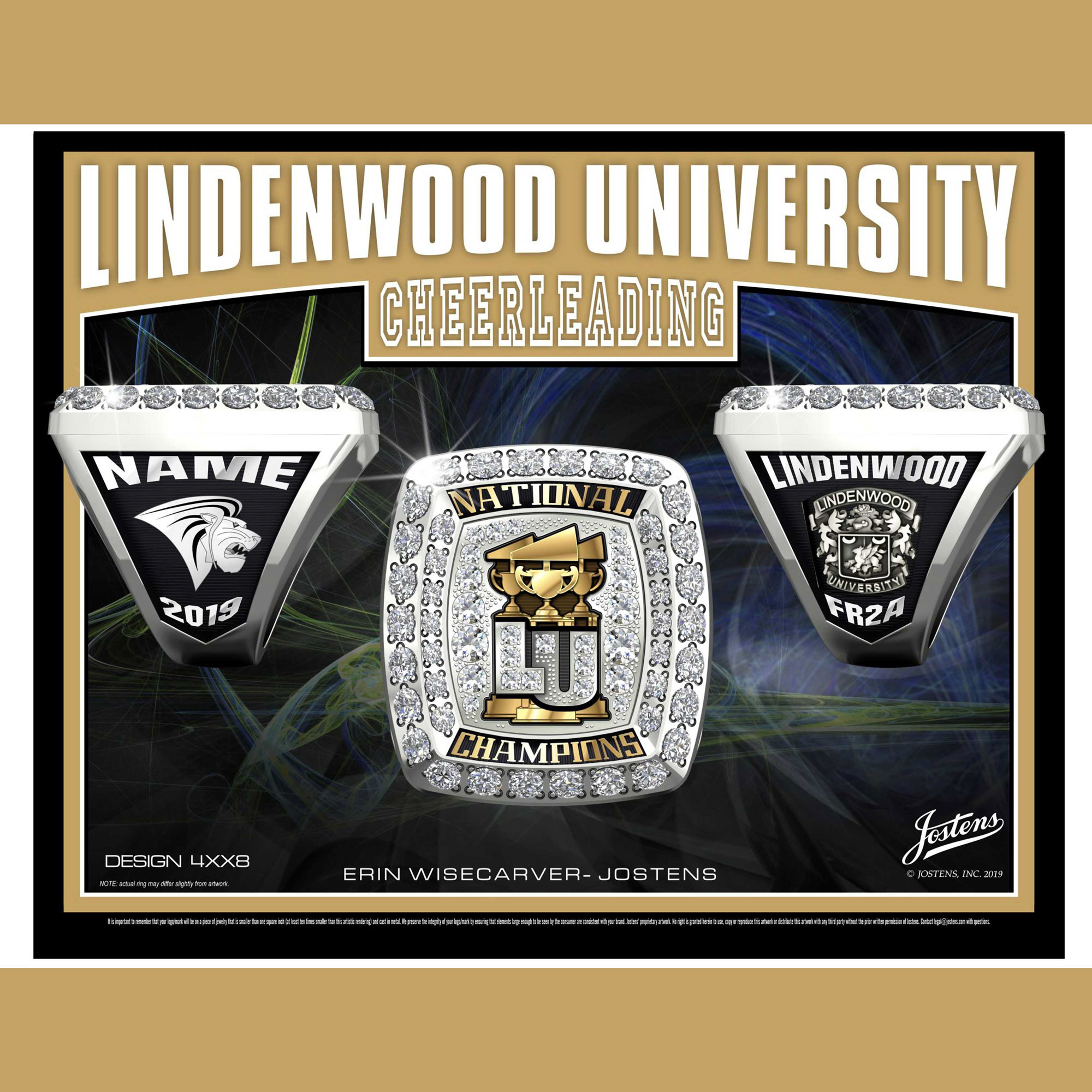 Lindenwood University Coed Cheer 2019 National Championship Ring
