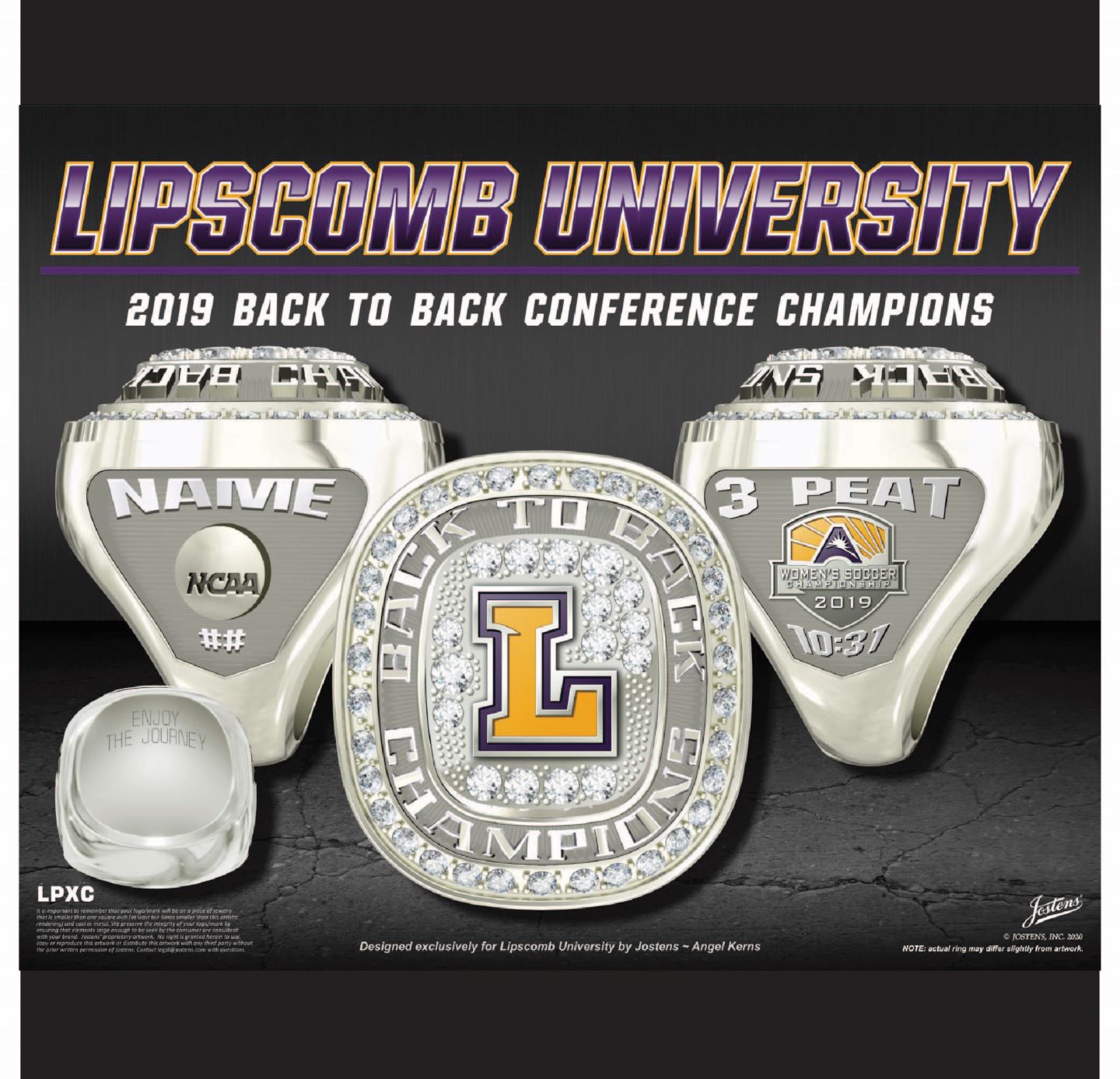 Lipscomb University Women's Soccer 2019 Conference Championship Ring