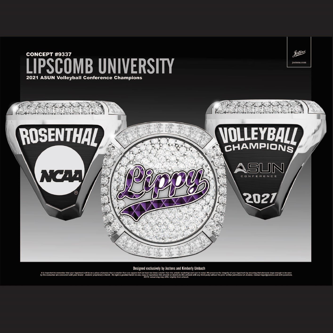 Lipscomb University Women's Volleyball 2021 ASUN Championship Ring