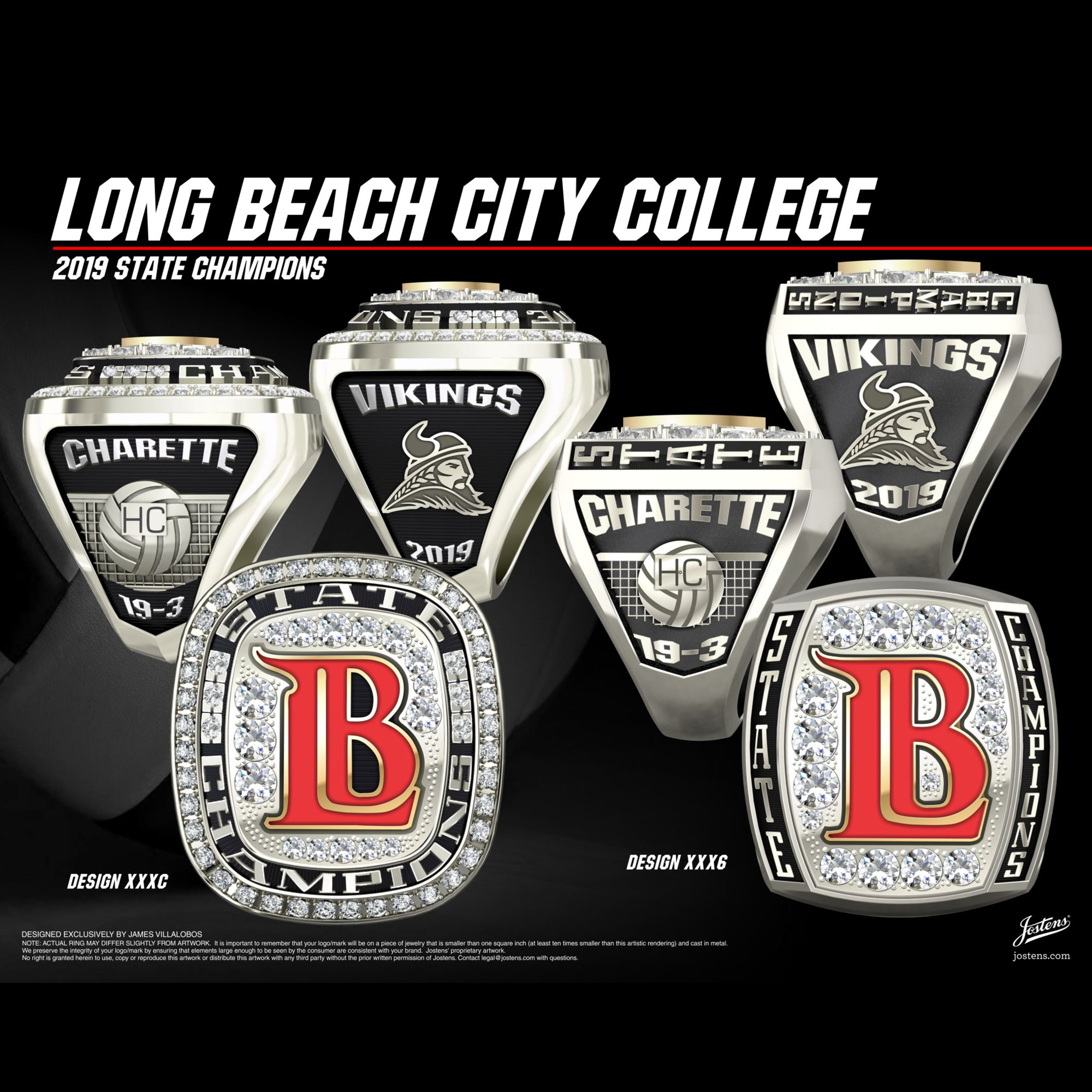 Long Beach City College Men's Volleyball 2019 CCCAA State Championship Ring
