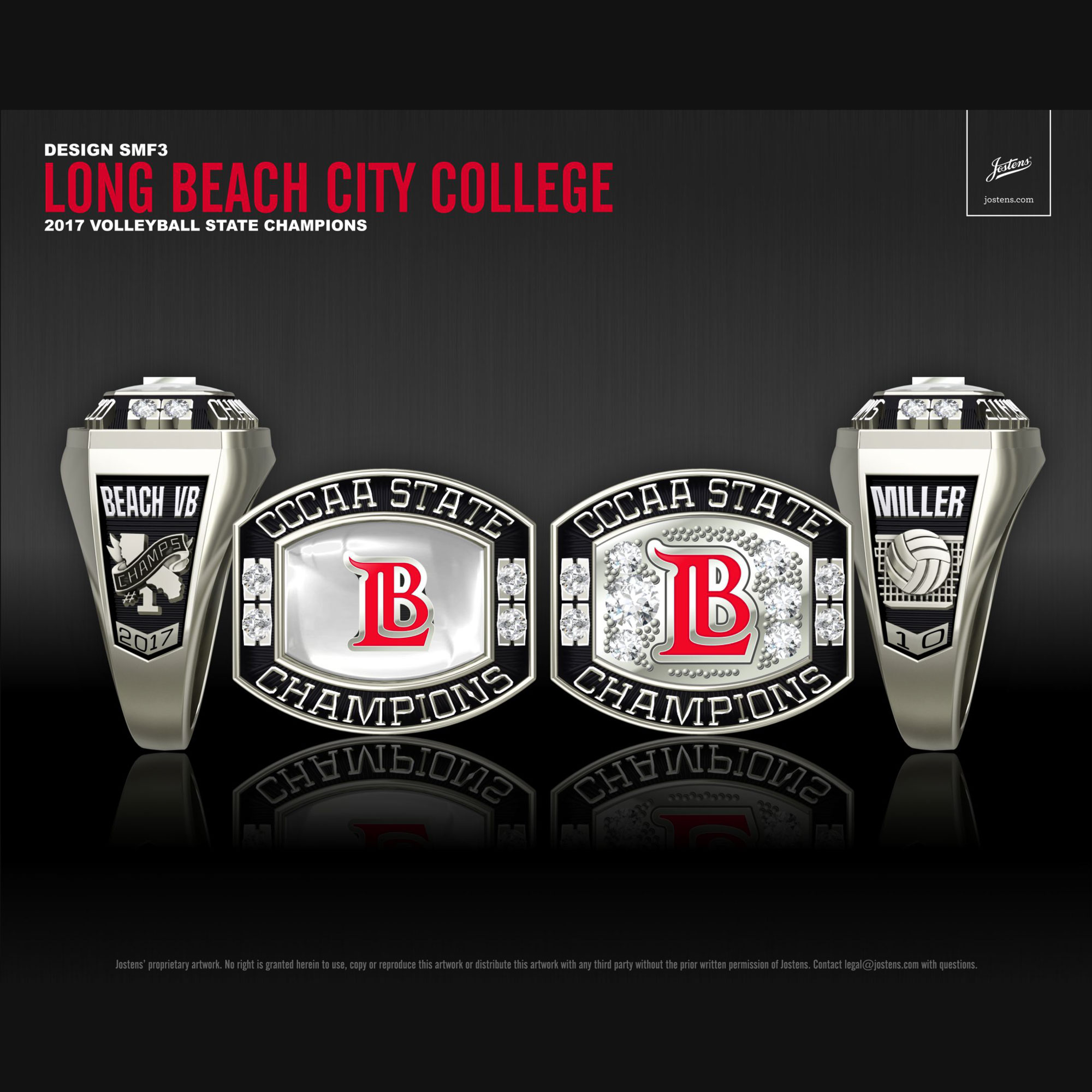 Long Beach City College Women's Beach Volleyball 2017 CCCAA State Championship Ring