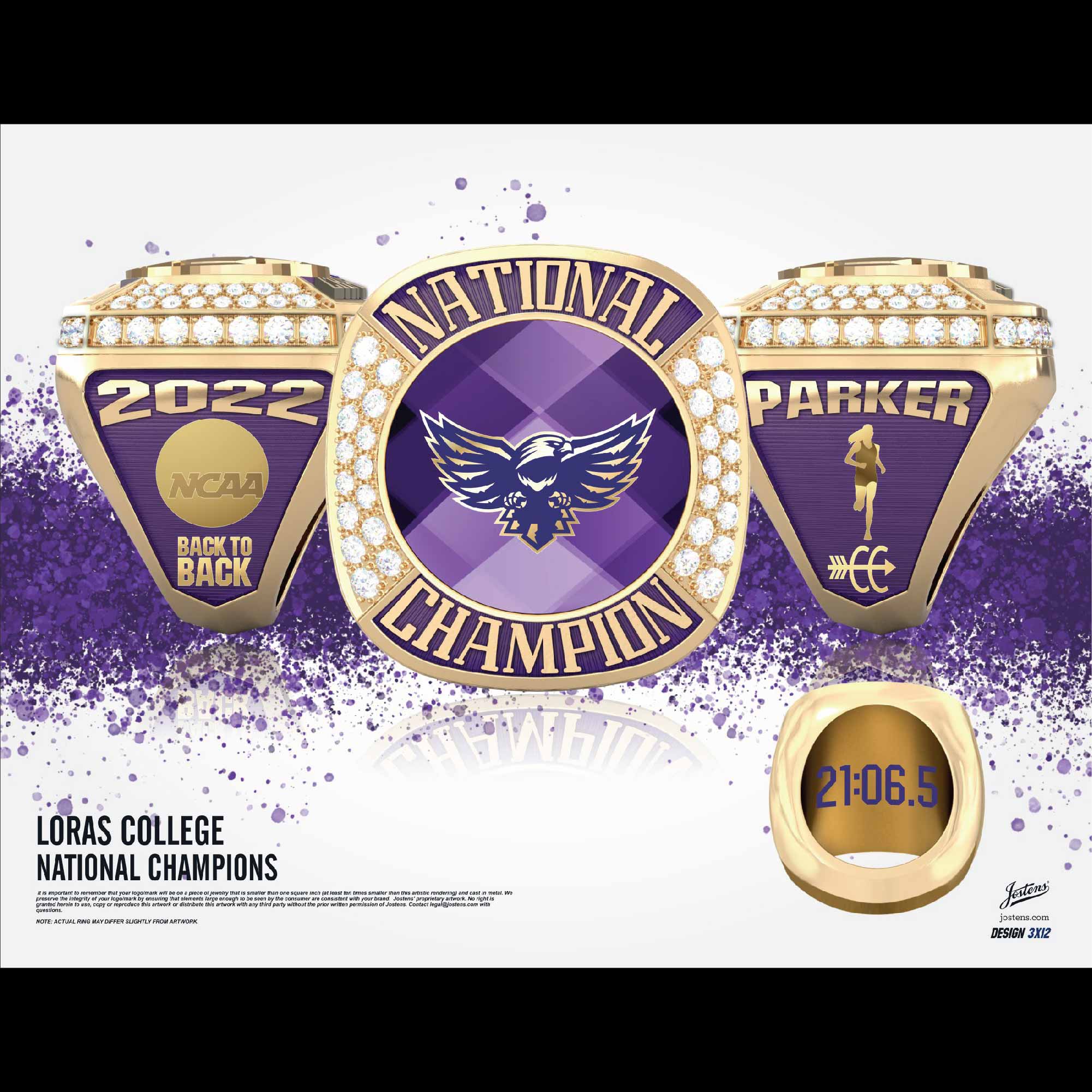 Loras College Women's Cross Country 2022 National Championship Ring