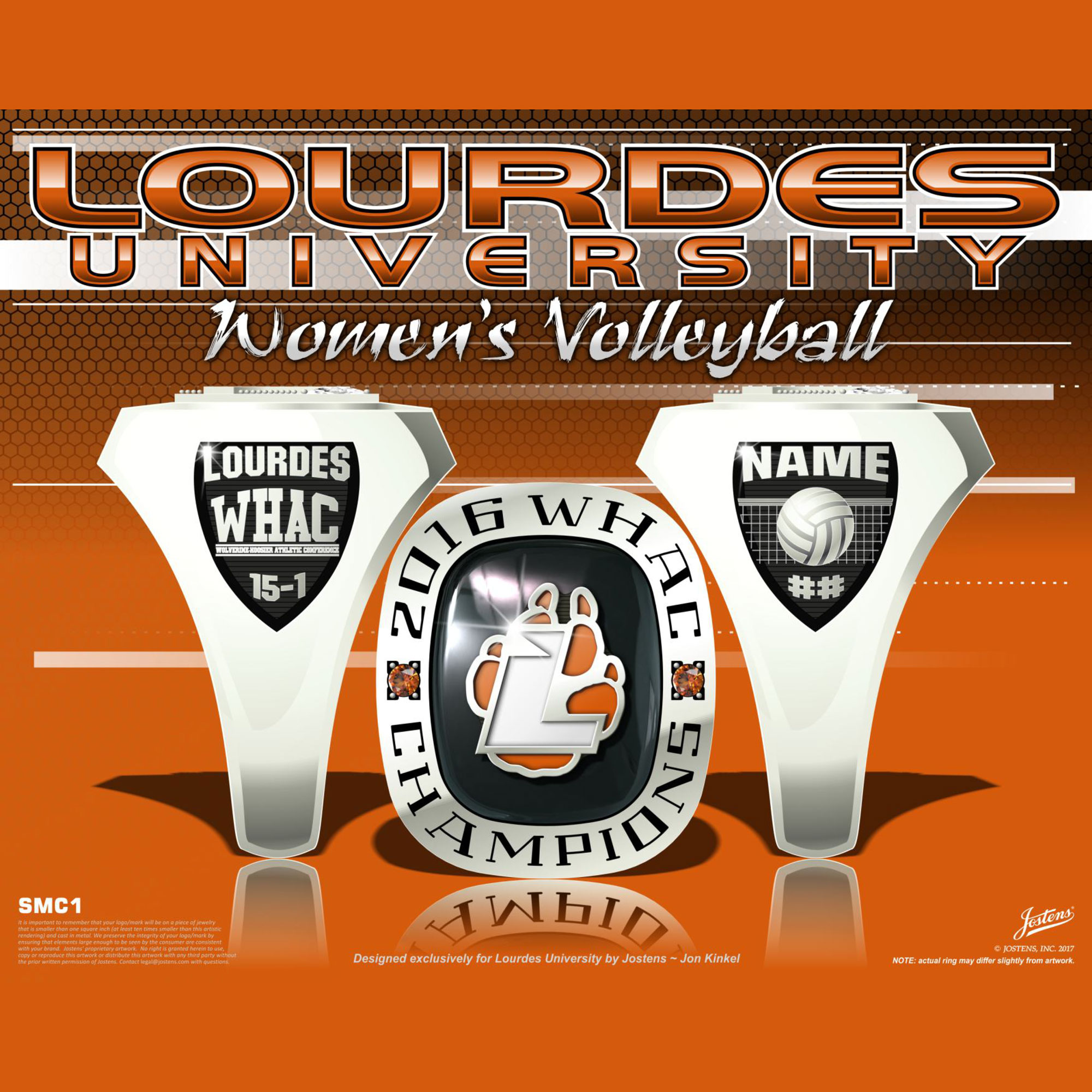 Lourdes University Women's Volleyball 2016 WHAC Championship Ring