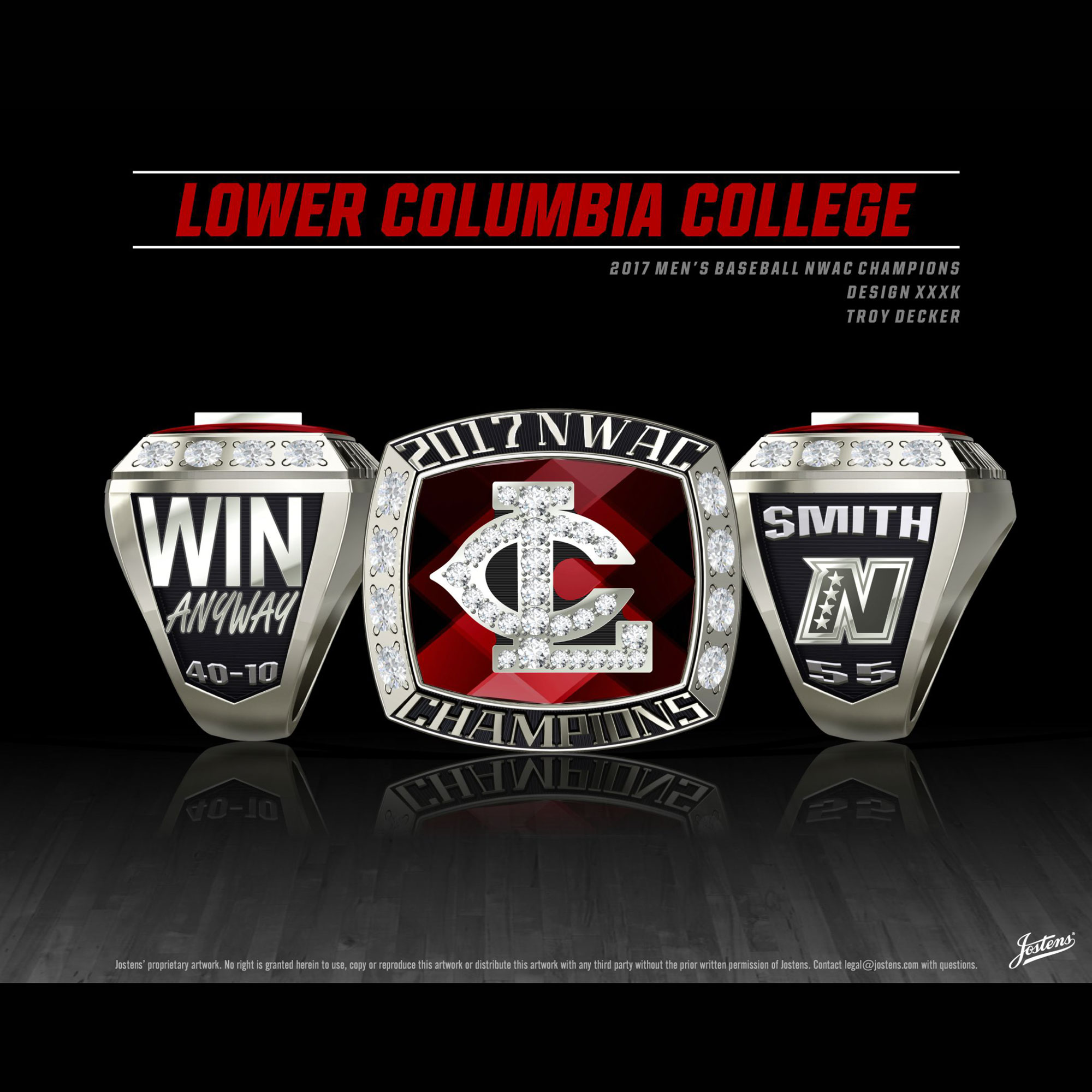 Lower Columbia College Men's Baseball 2017 NWAC Championship Ring