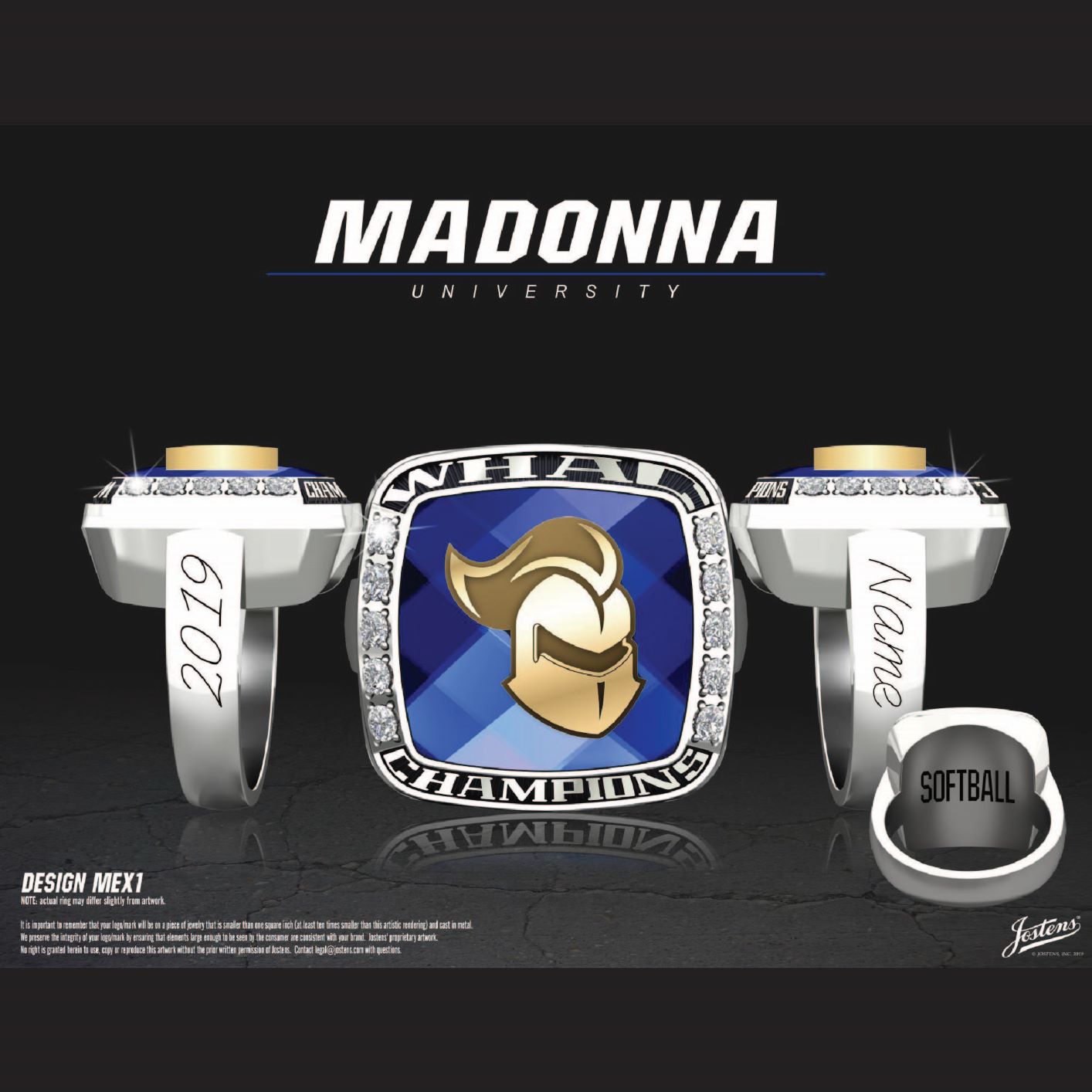 Madonna University Women's Softball 2019 WHAC Championship Ring