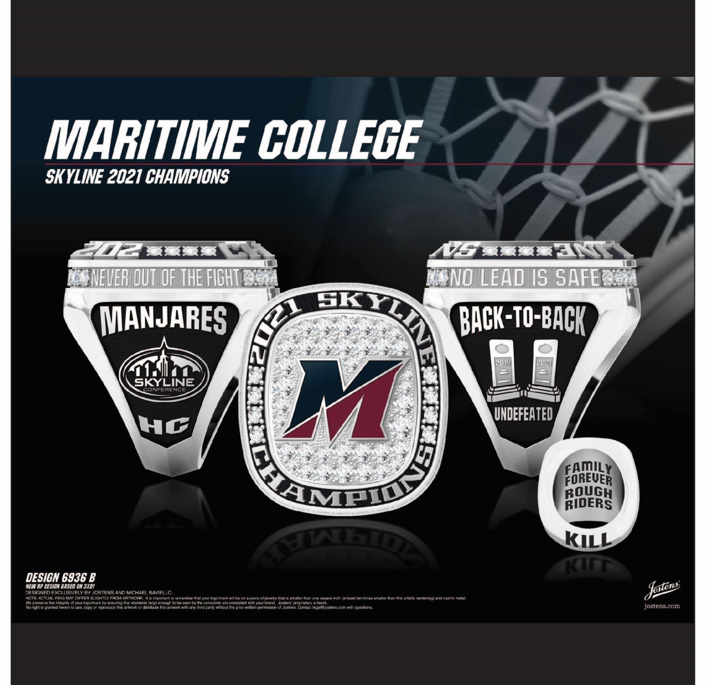 Maritime College Men's Lacrosse 2021 Skyline Championship Ring