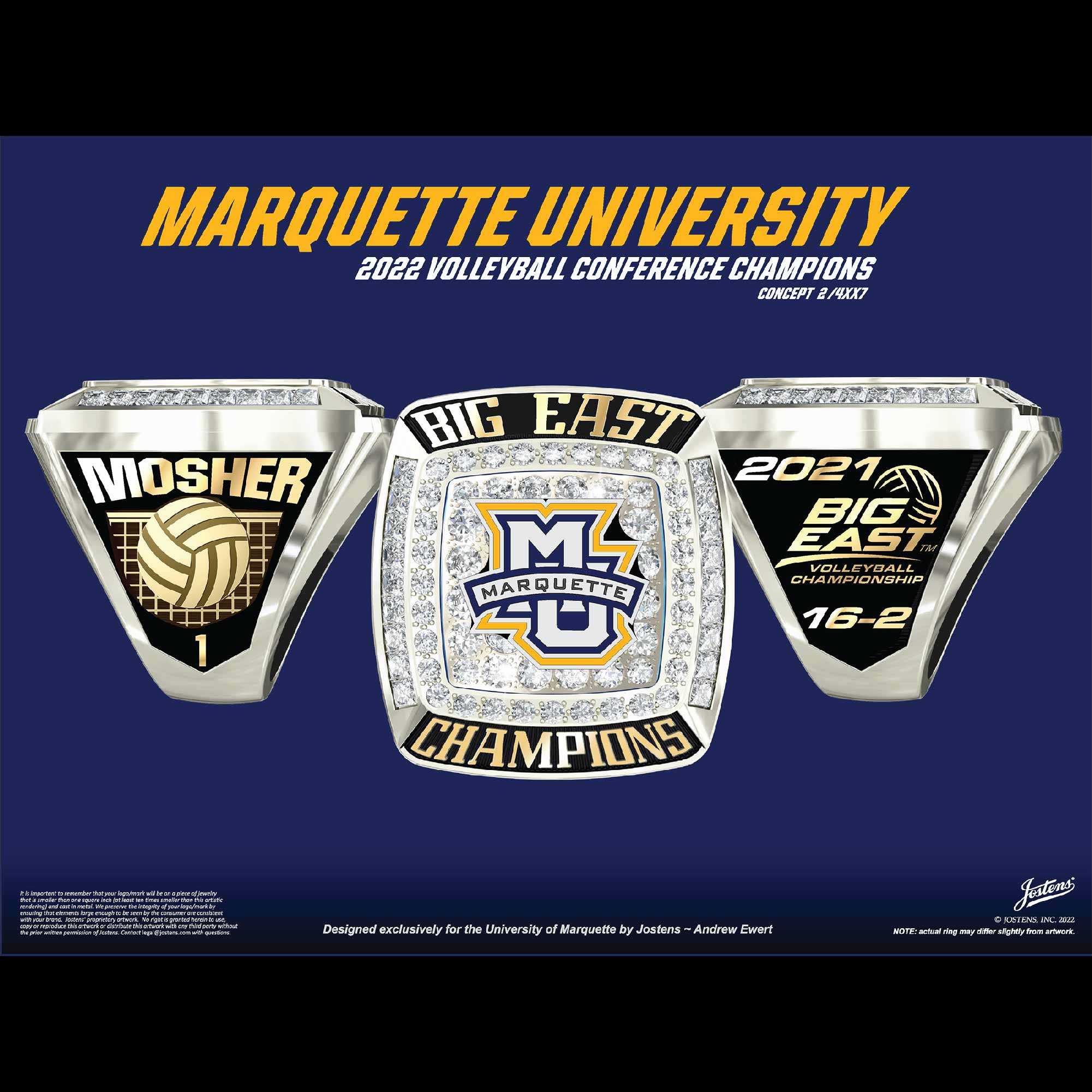 Marquette University Women's Volleyball 2022 Big East Championship Ring