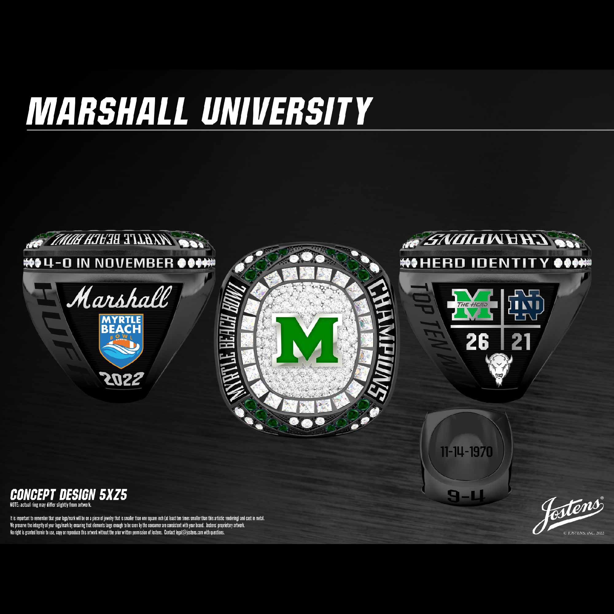 Marshall University Football 2022 Myrtle Beach Bowl Championship Ring
