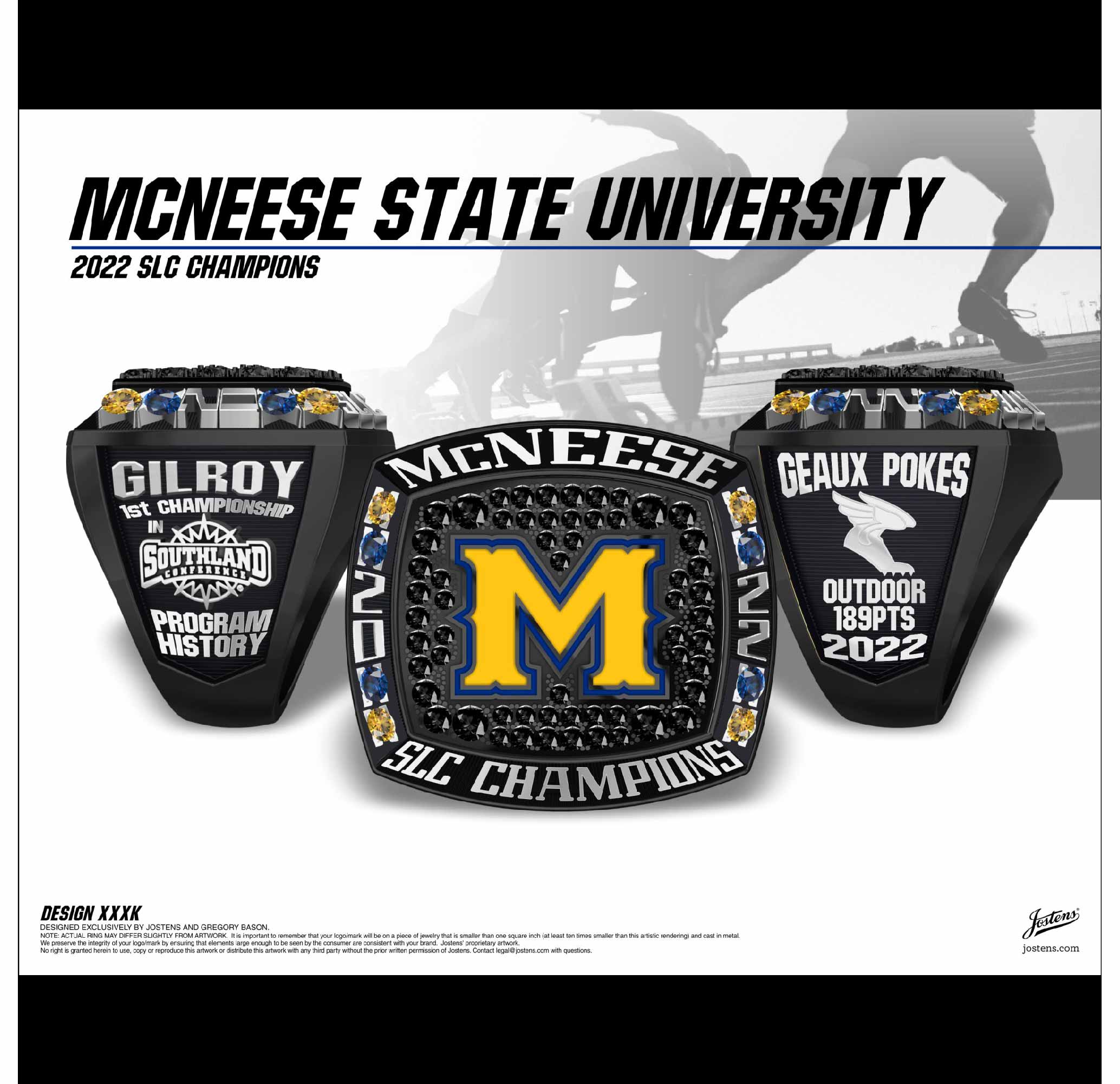McNeese State University Men's Track & Field 2022 Southland Championship Ring