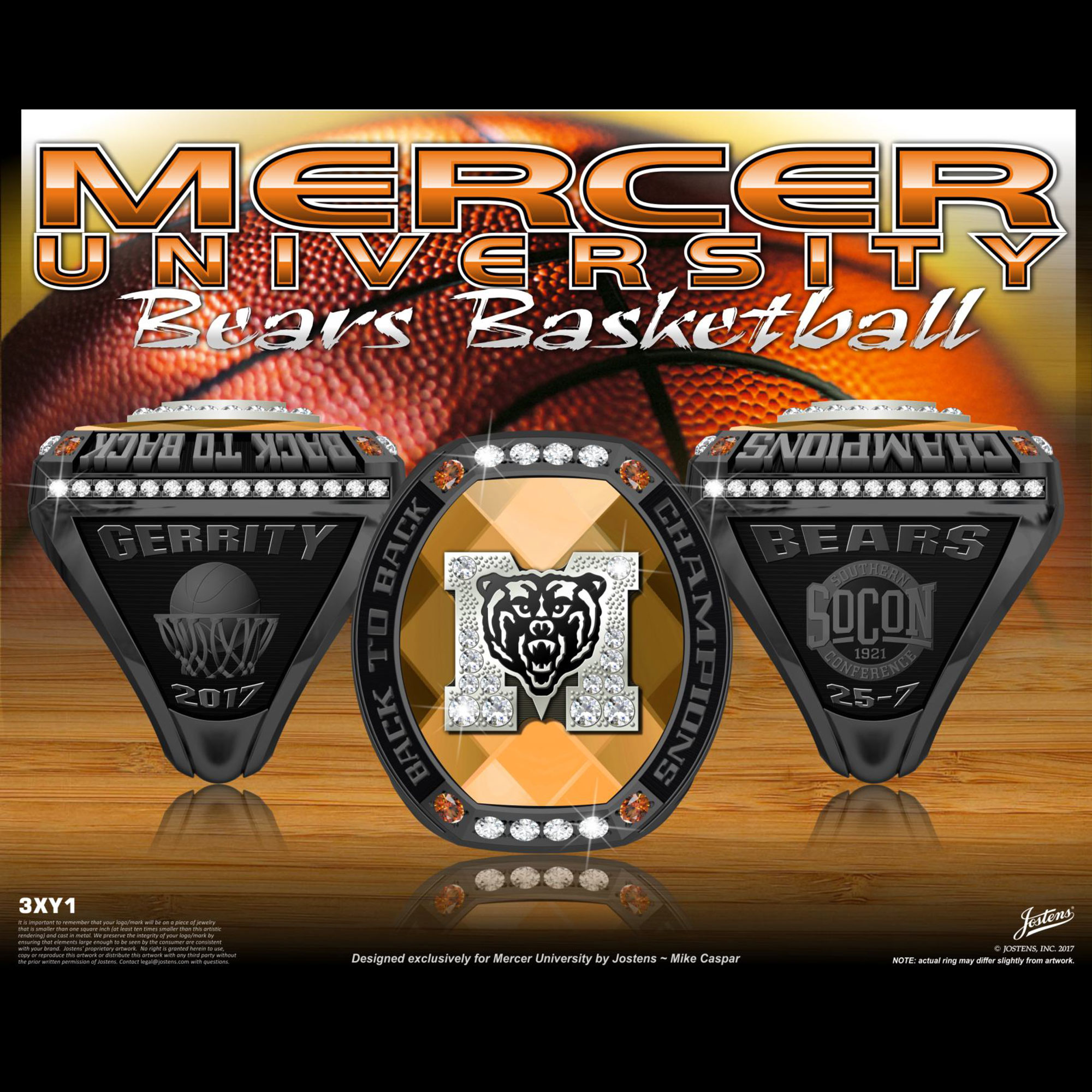 Mercer University Men's Basketball 2017 SoCon Championship Ring