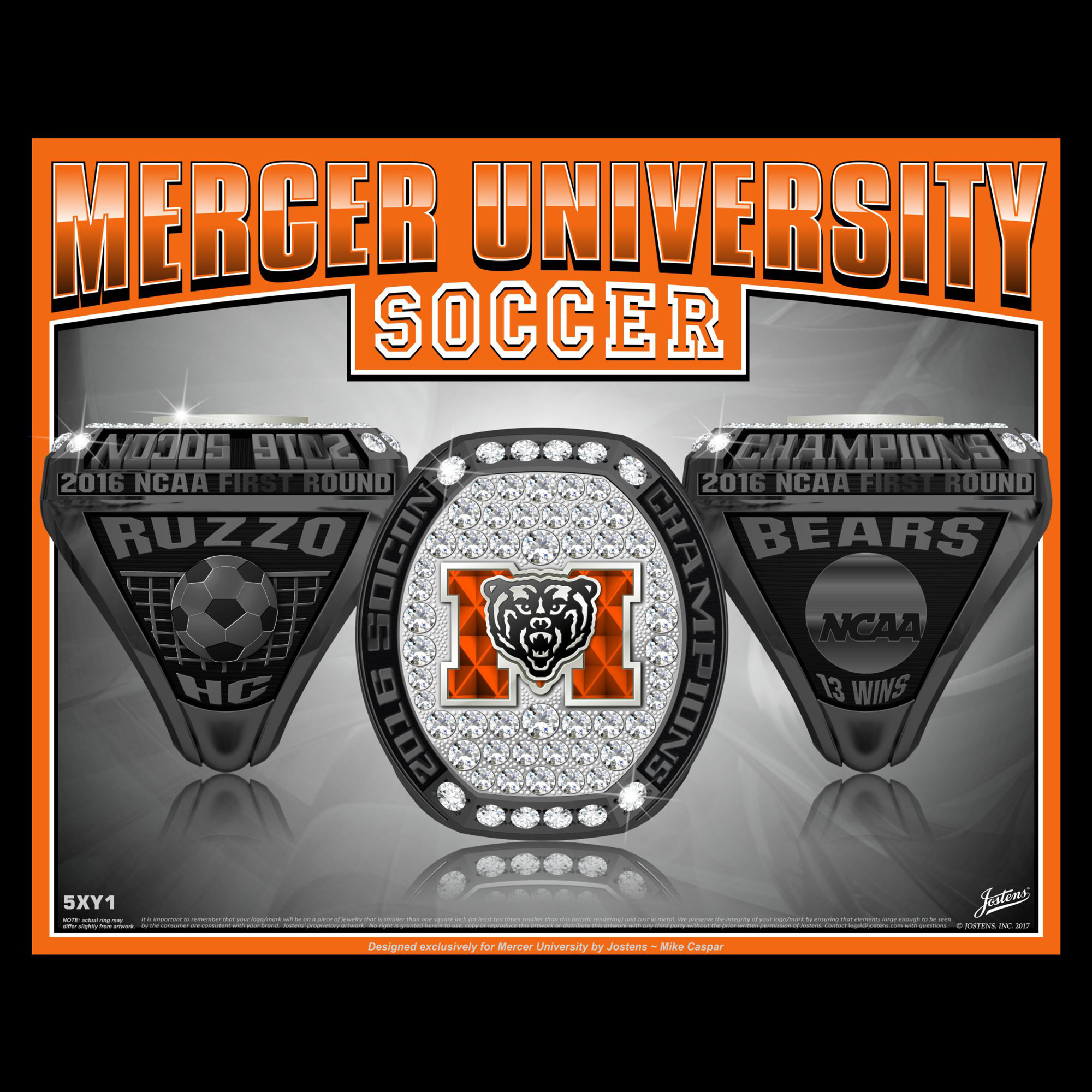 Mercer University Men's Soccer 2016 SoCon Championship Ring