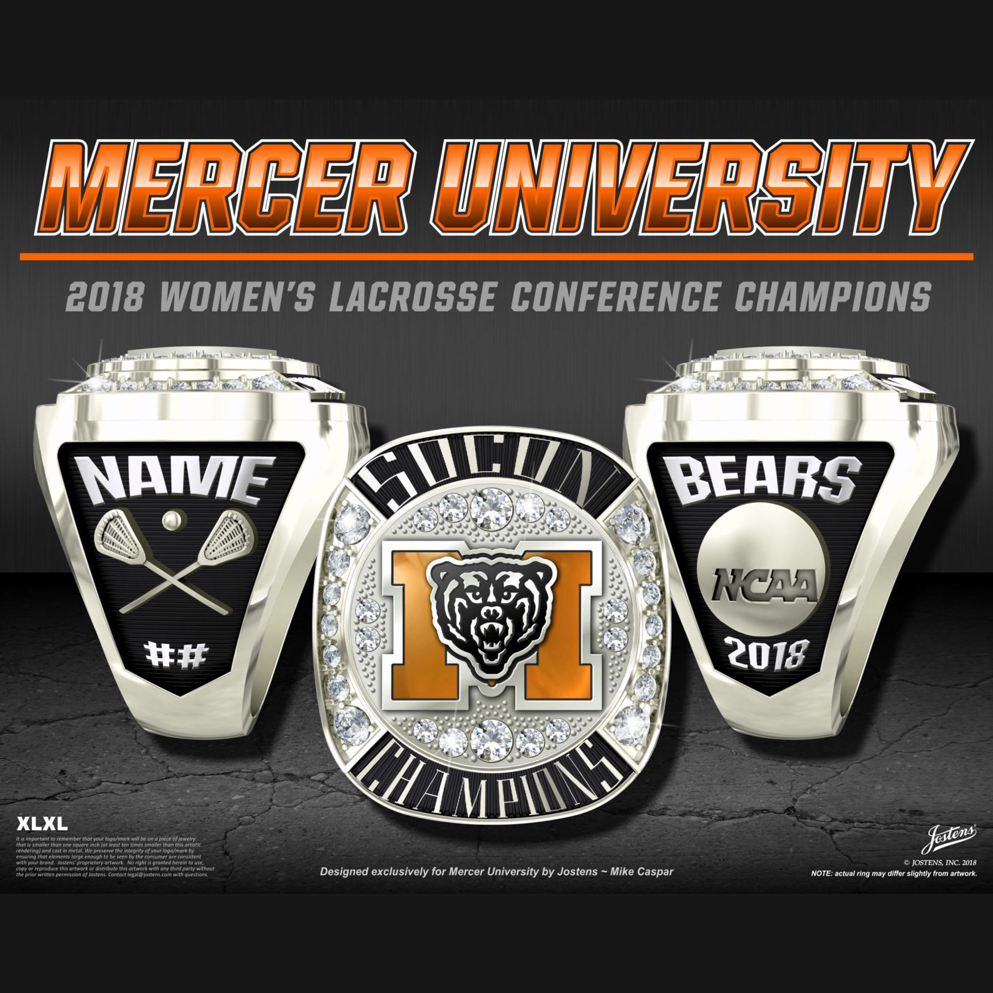 Mercer University Women's Lacrosse 2018 SoCon Championship Ring