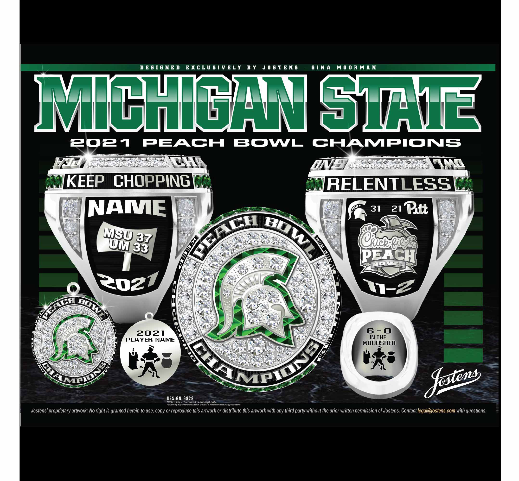 Michigan State University Men's Football 2021 Peach Bowl Championship Ring