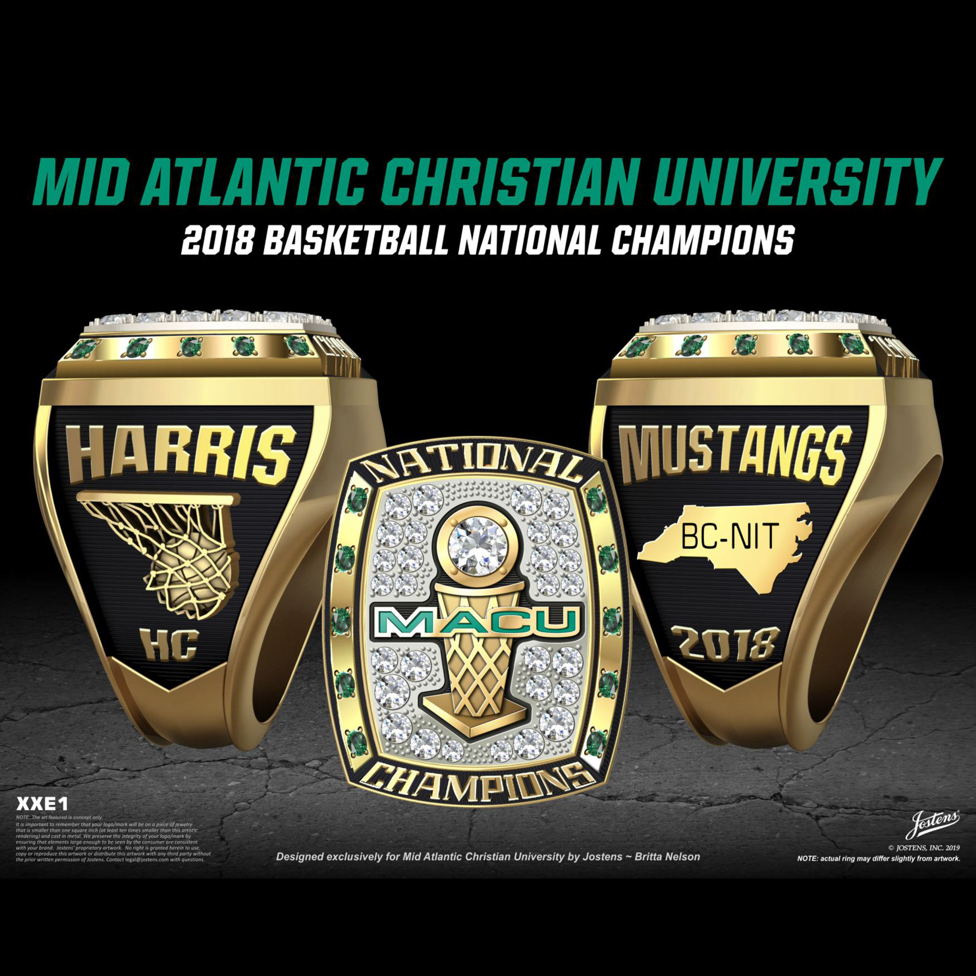 Mid-Atlantic Christian University Men's Basketball 2018 National Championship Ring