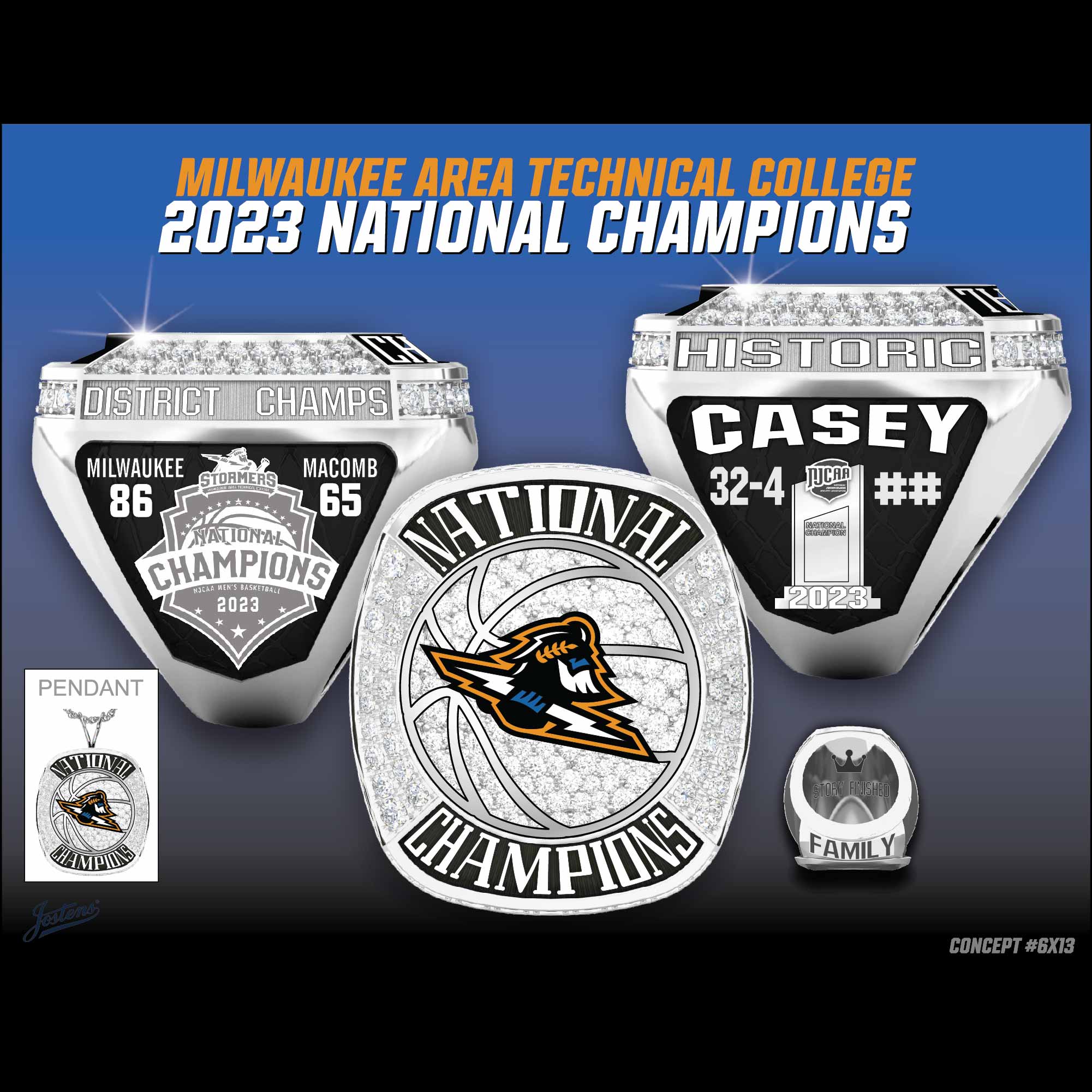 Milwaukee Area Technical College Men's Basketball 2023 National Championship Ring